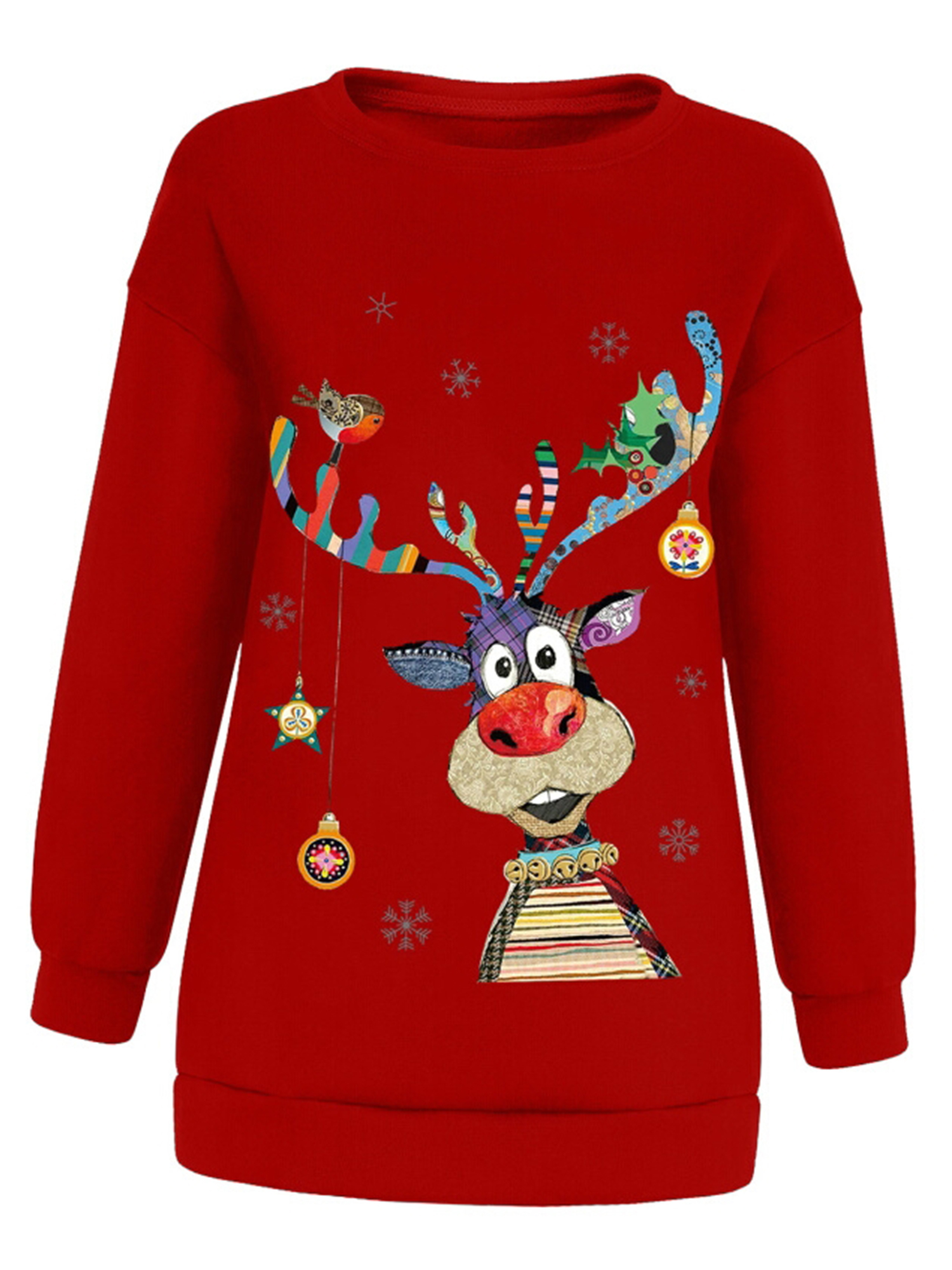 womens sweatshirt casual christmas crew neck printed long sleeve fashion fall loose pullover details 13