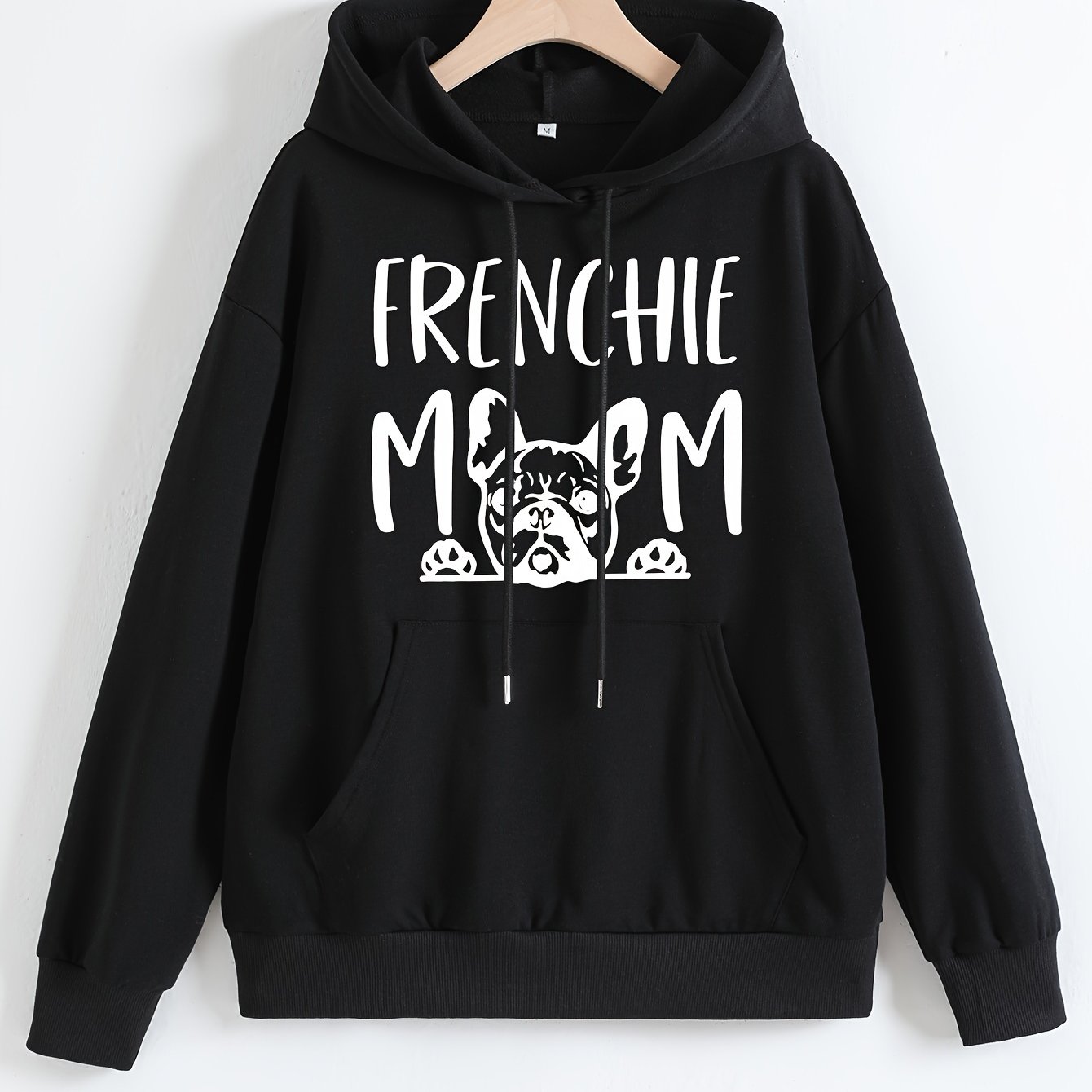 Frenchie Mom Cotton Blend Hoodie – All-Season Casual Long Sleeve Pullover, Stylish & Comfortable Women's Fashion