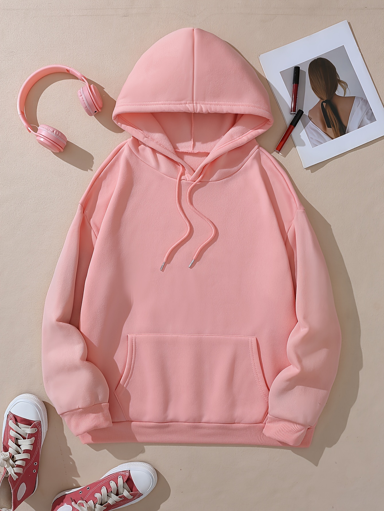 letter print hoodie casual pocket long sleeve drawstring hoodies sweatshirt womens clothing details 6