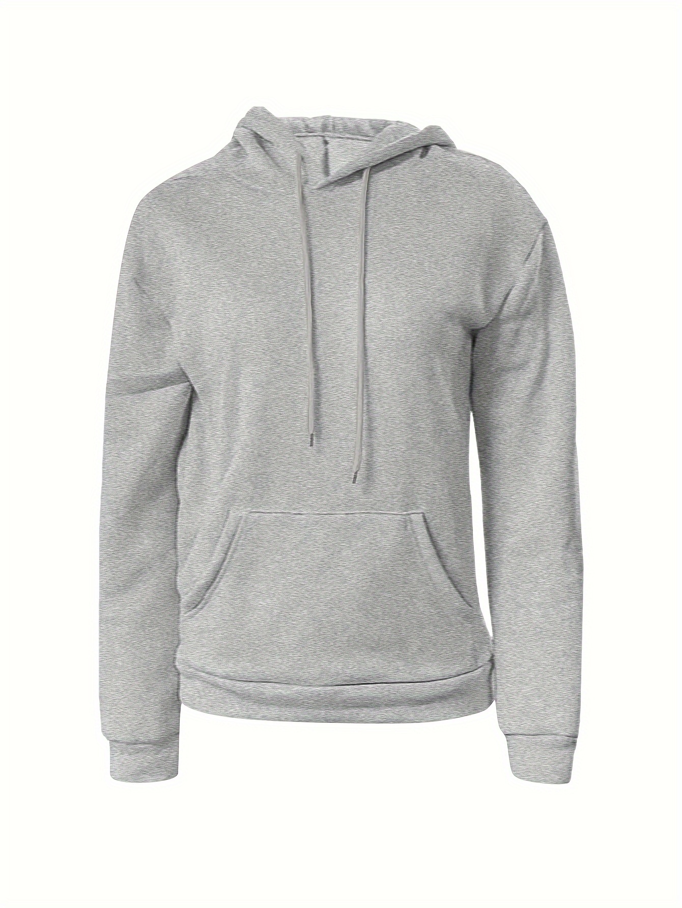 solid kangaroo pocket hoodie without pants casual long sleeve drawstring hoodies sweatshirt womens clothing details 28