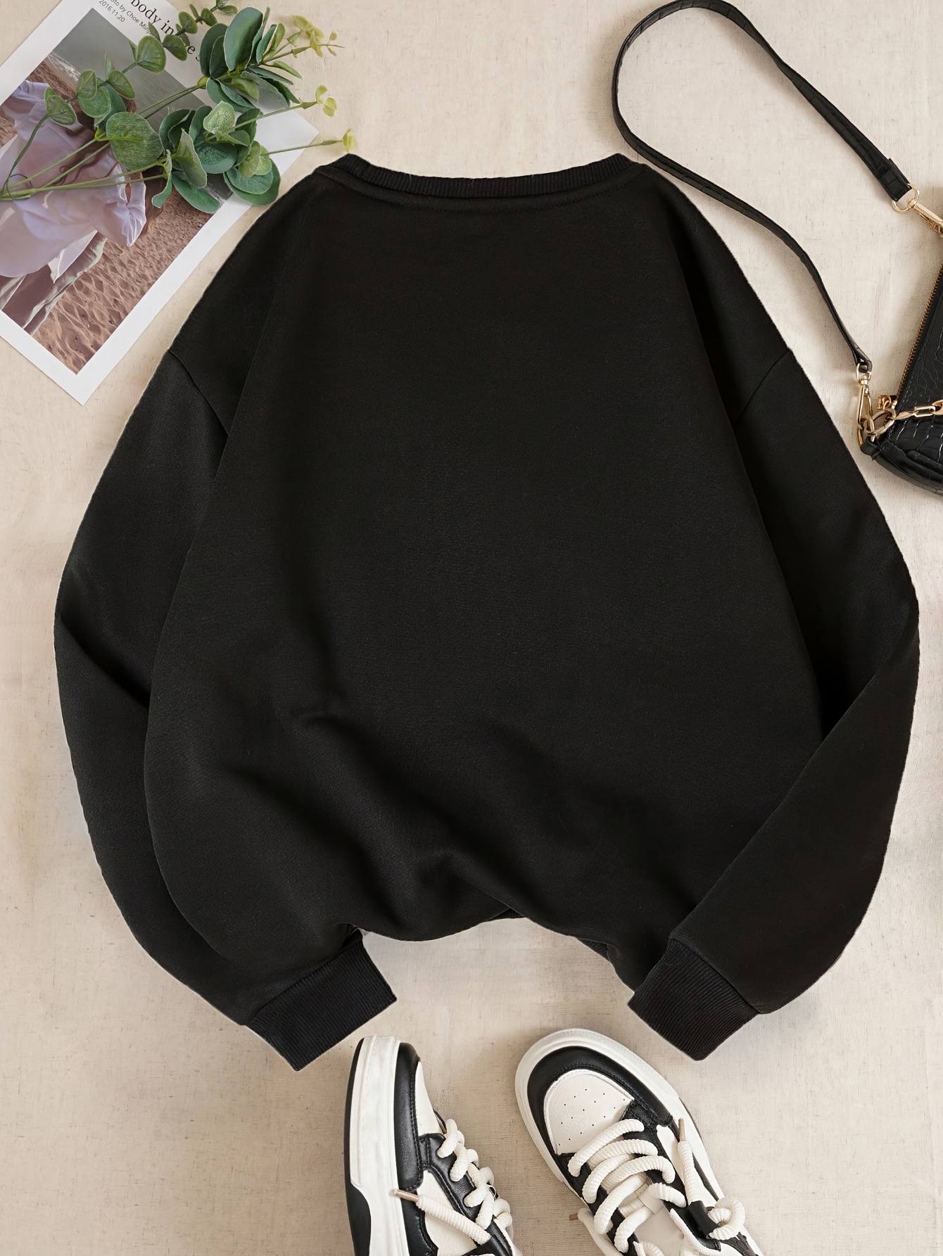 bear letter print loose sweatshirt casual long sleeve crew neck sweatshirt womens clothing details 6