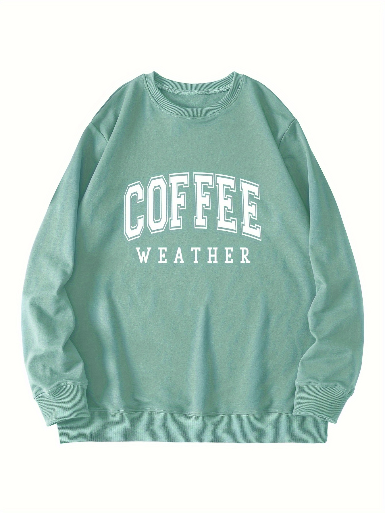 coffee letter print loose sweatshirt casual long sleeve crew neck sweatshirt womens clothing details 37