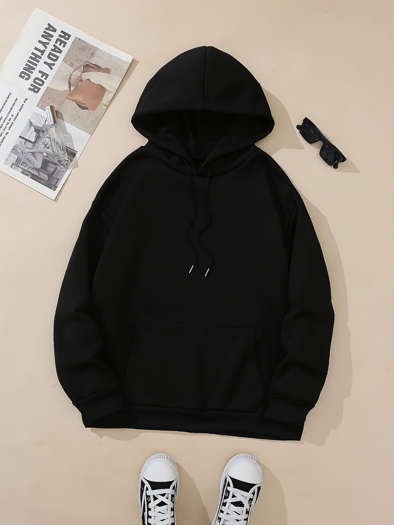 letter print hoodie casual pocket long sleeve drawstring hoodies sweatshirt womens clothing details 1