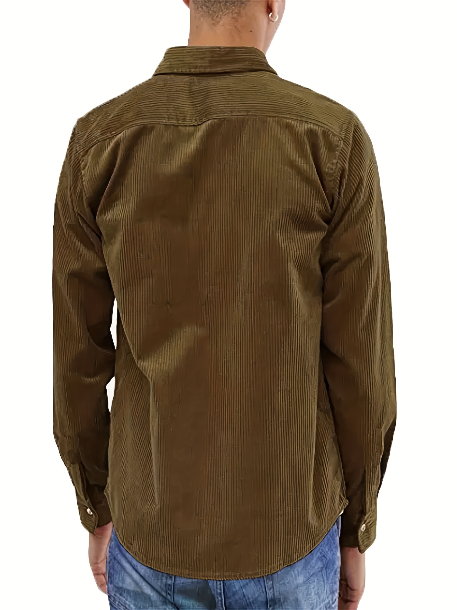 thin material mens casual long sleeve corduroy button long sleeeves shirt jacket with pocket jacket gifts details 6