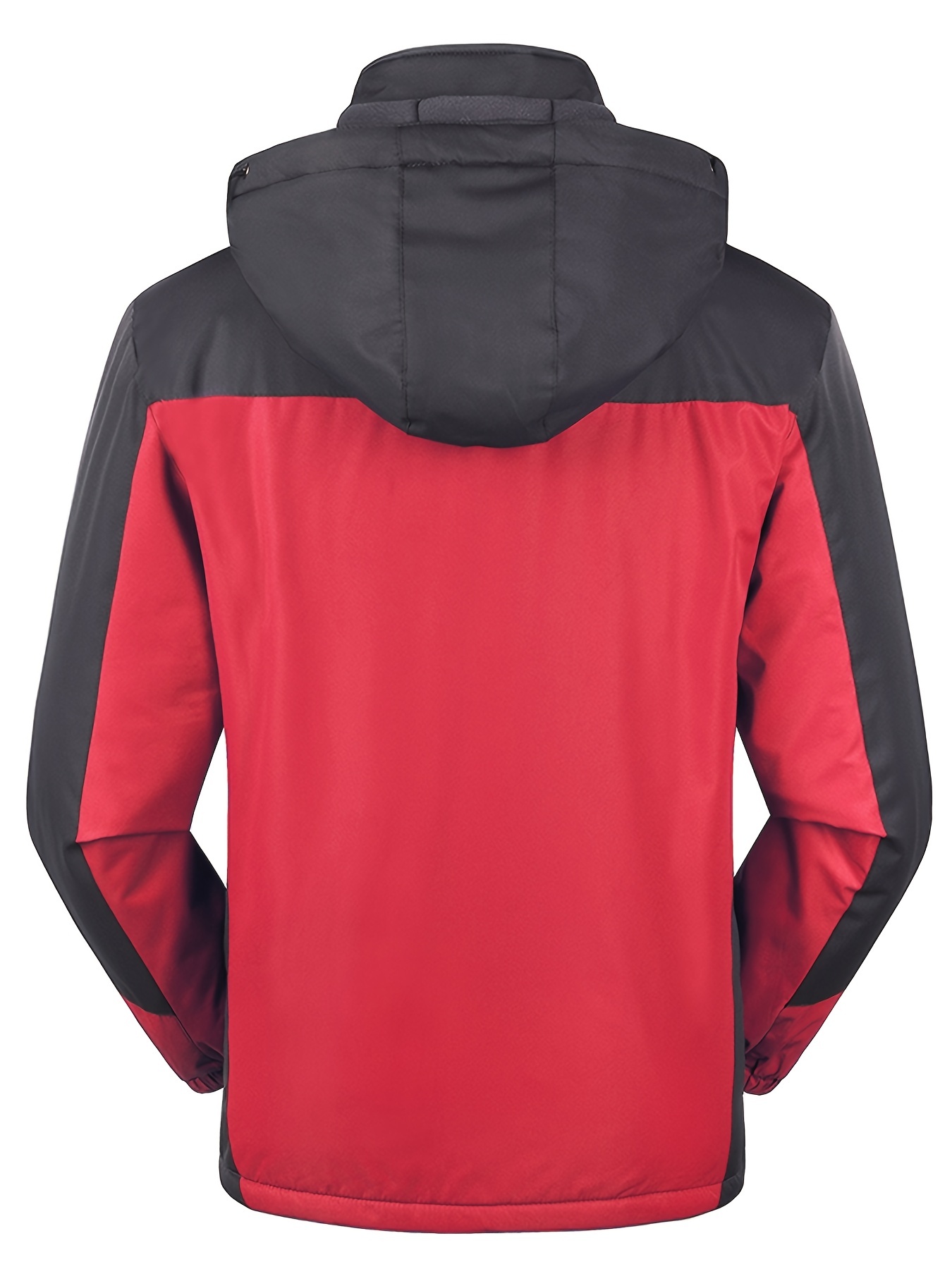 mens casual color block thick hooded jacket waterproof windproof single layer fleece jacket for fall winter jacket gifts best sellers details 1