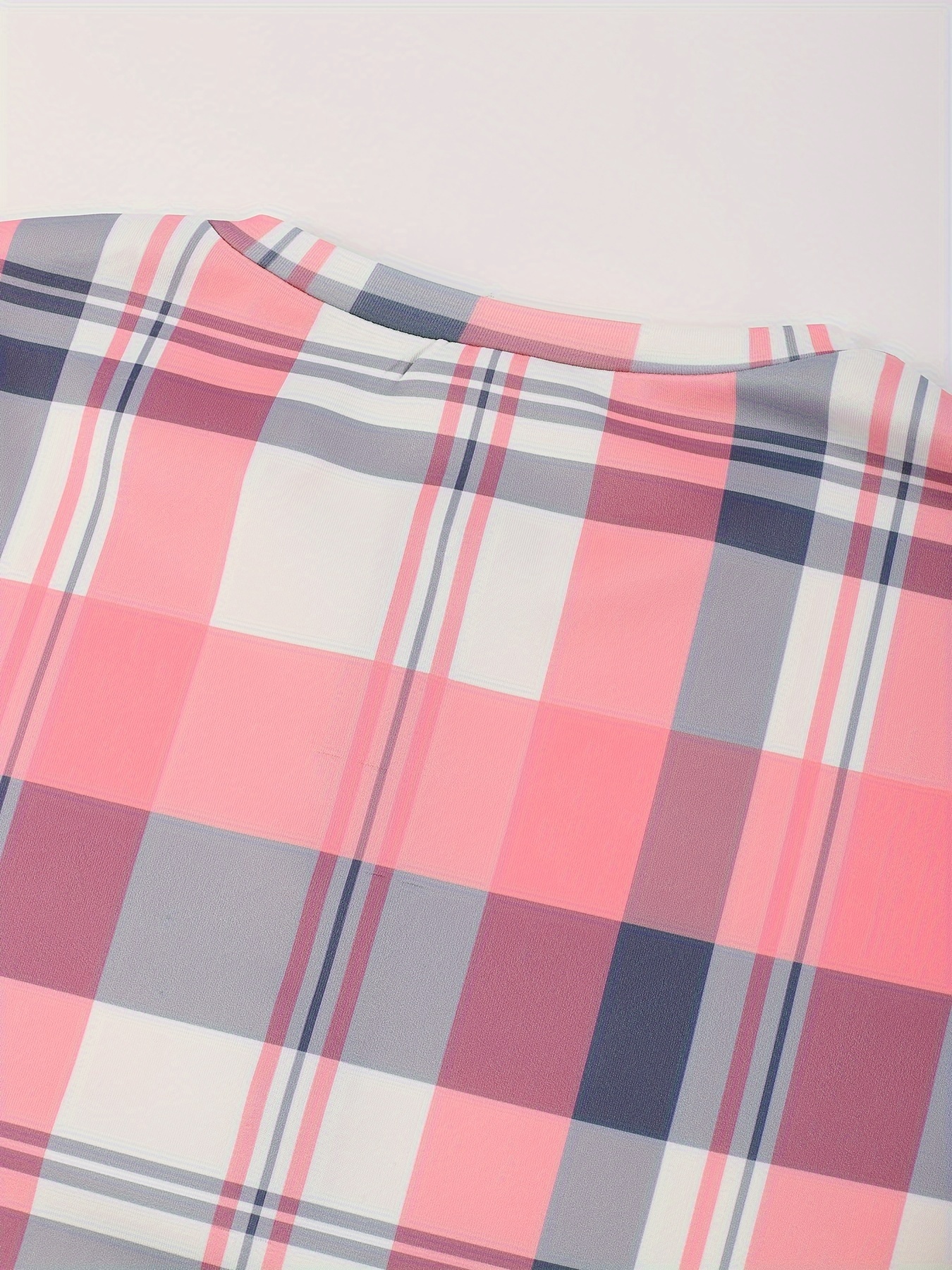 plaid print pullover sweatshirt casual long sleeve zipper front sweatshirt womens clothing details 3