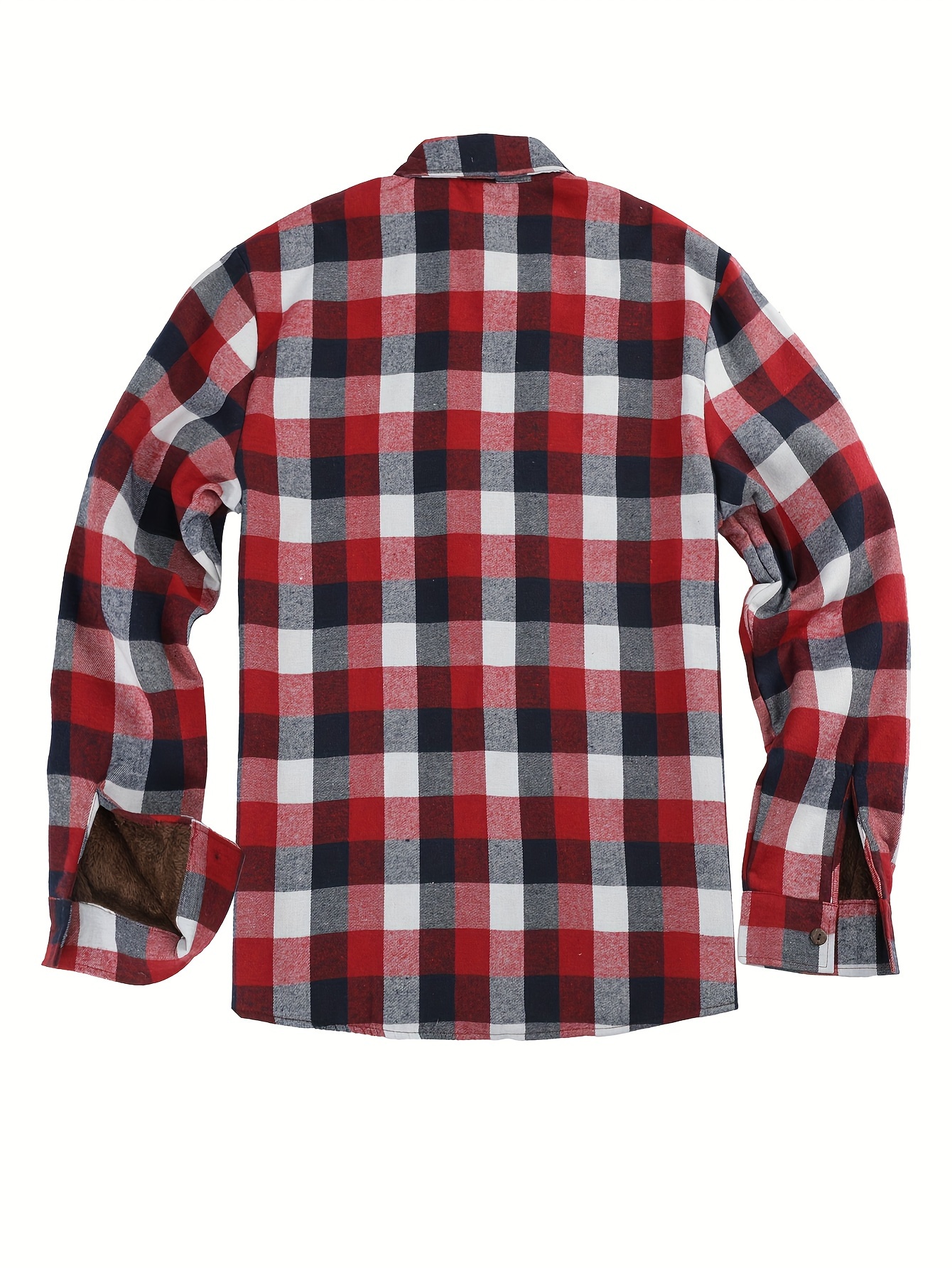 mens warm fleece plaid shirt coat casual retro lapel button up chest pocket jacket for fall winter details 8