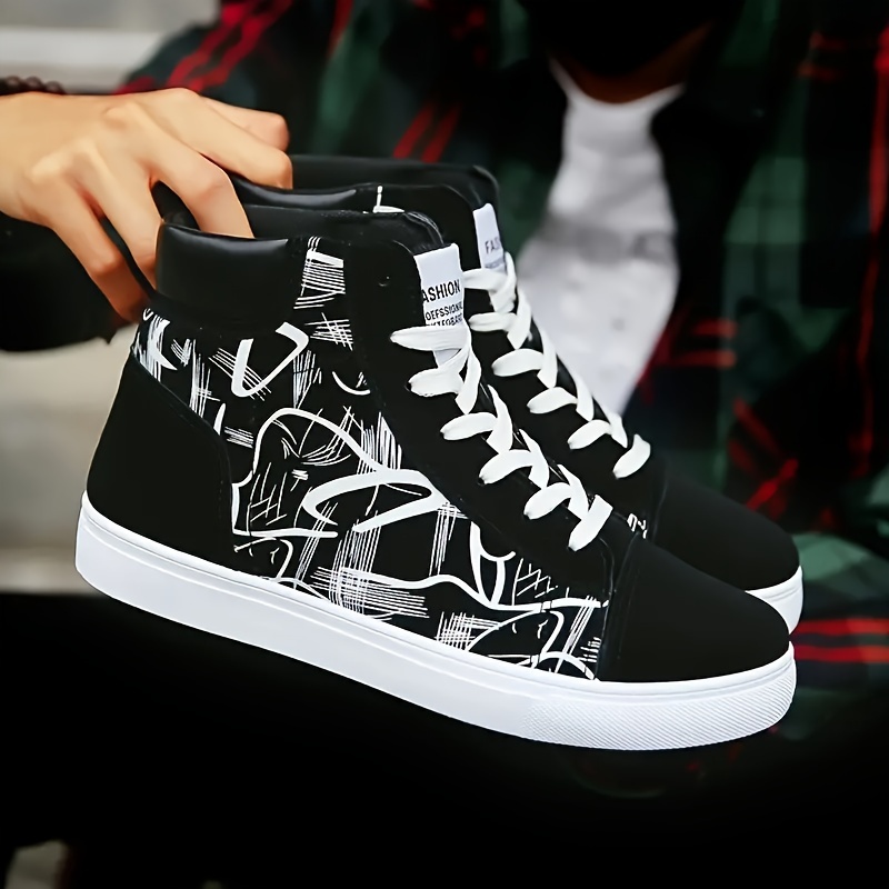 graffiti print canvas shoes men s casual cool lightweight details 4