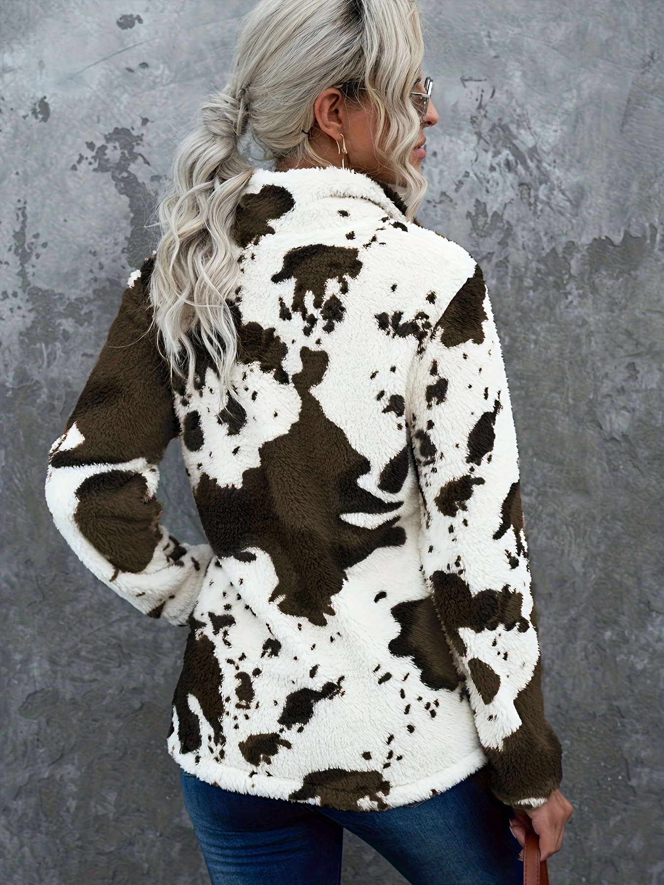 womens sweatshirt womens casual cow print long sleeve pullover details 1