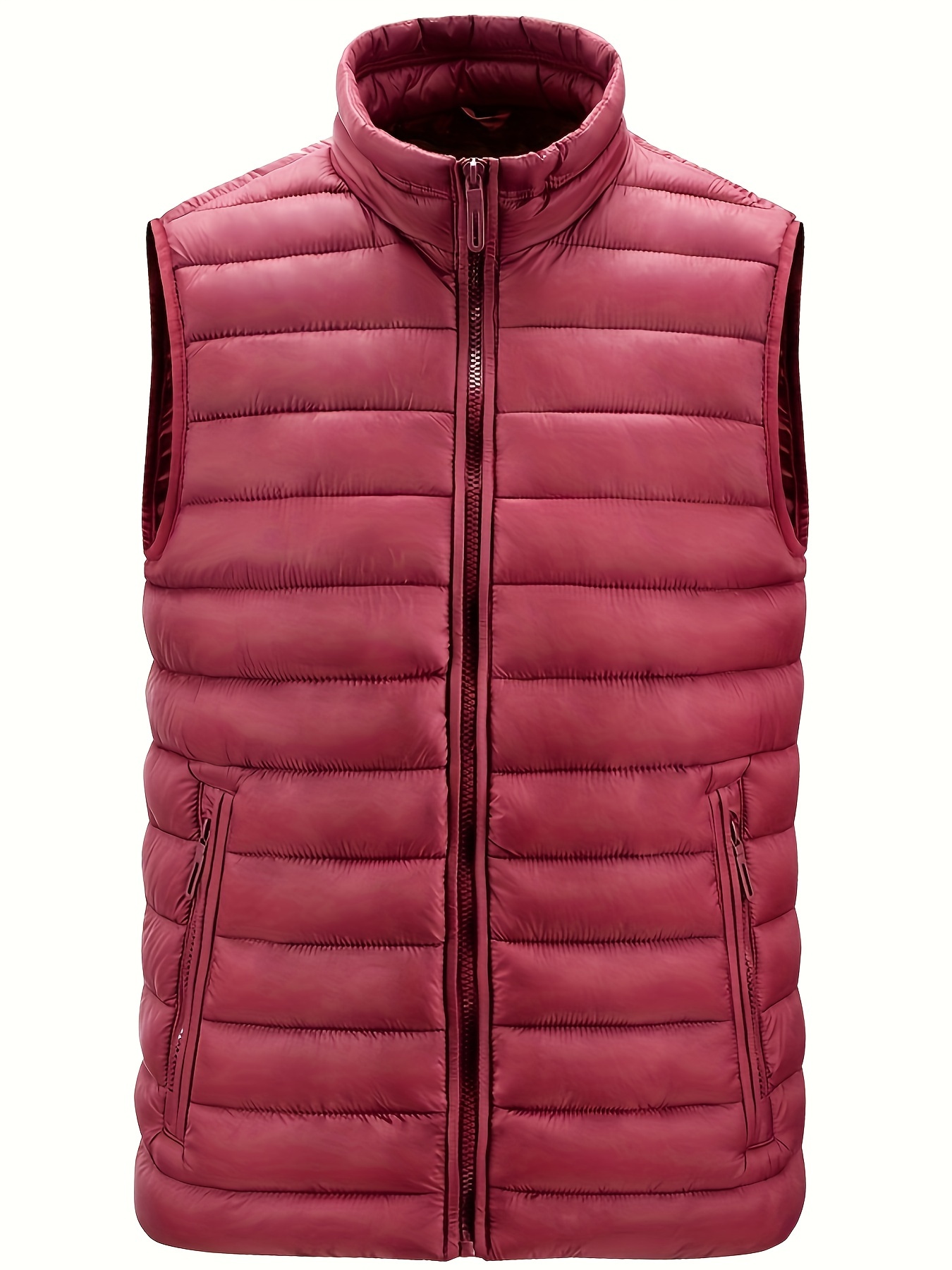 warm winter vest mens casual zipper pockets stand collar zip up vest for fall winter details 11
