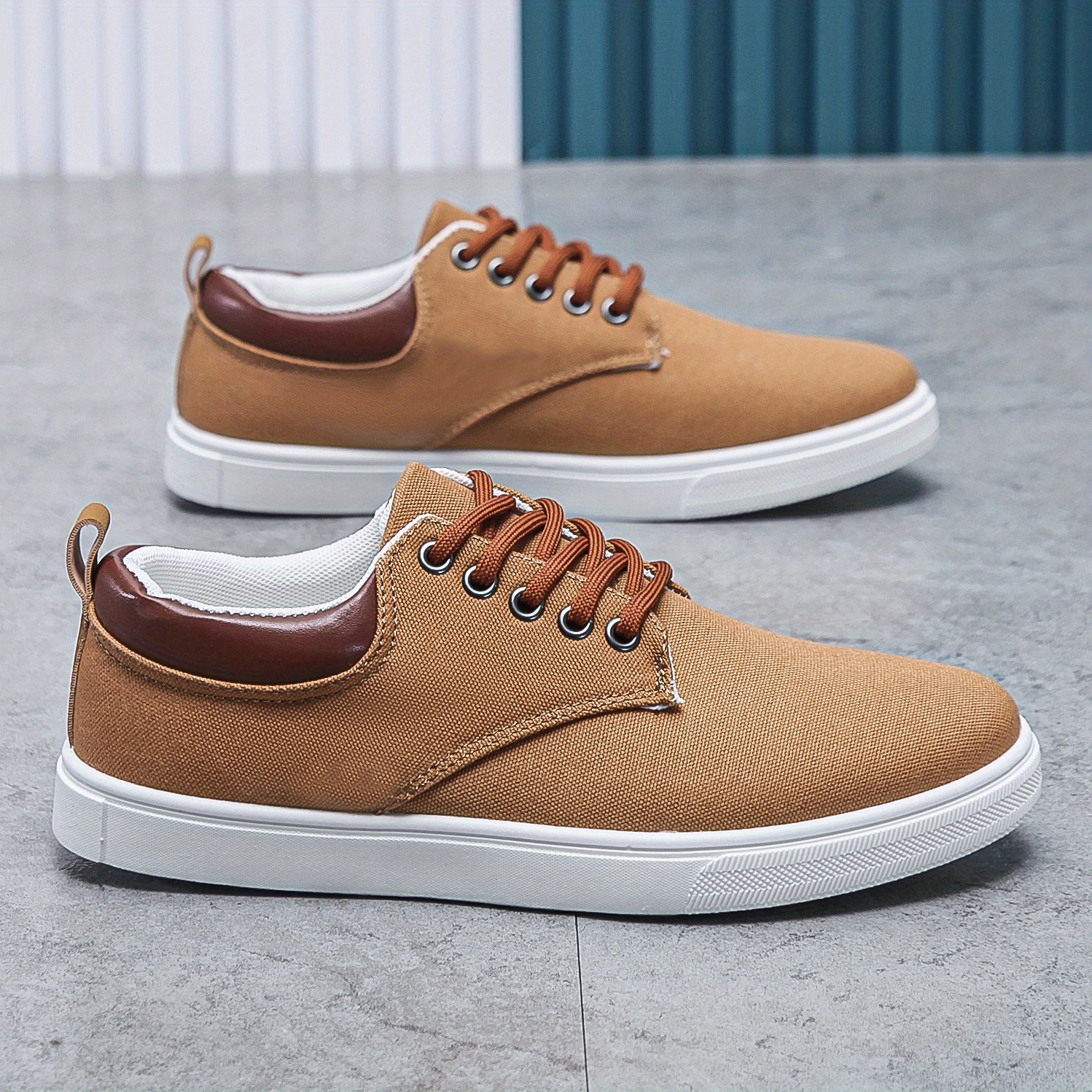 solid skate shoes men s trendy canvas uppers versatile details 3