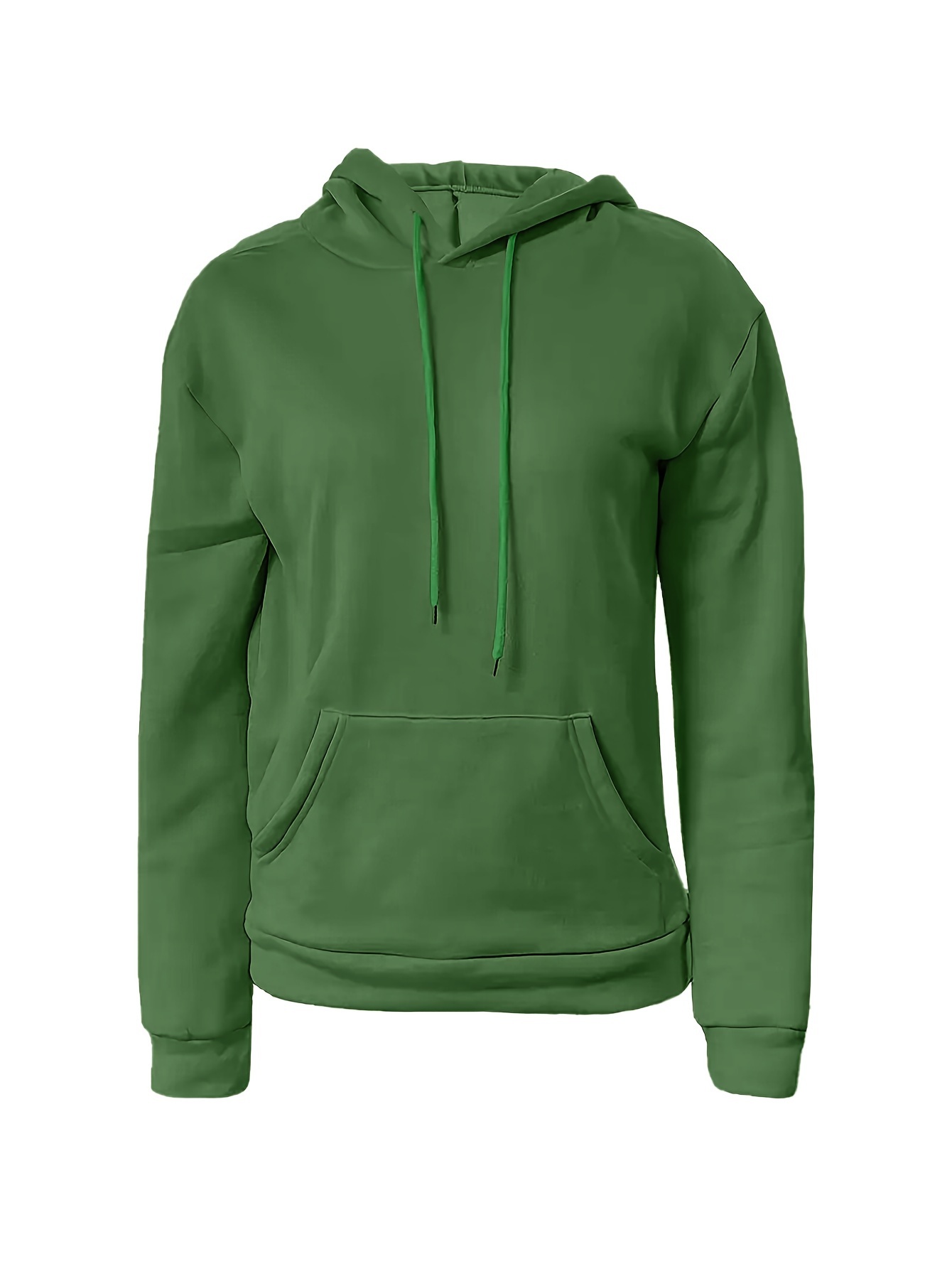 solid kangaroo pocket hoodie without pants casual long sleeve drawstring hoodies sweatshirt womens clothing details 7