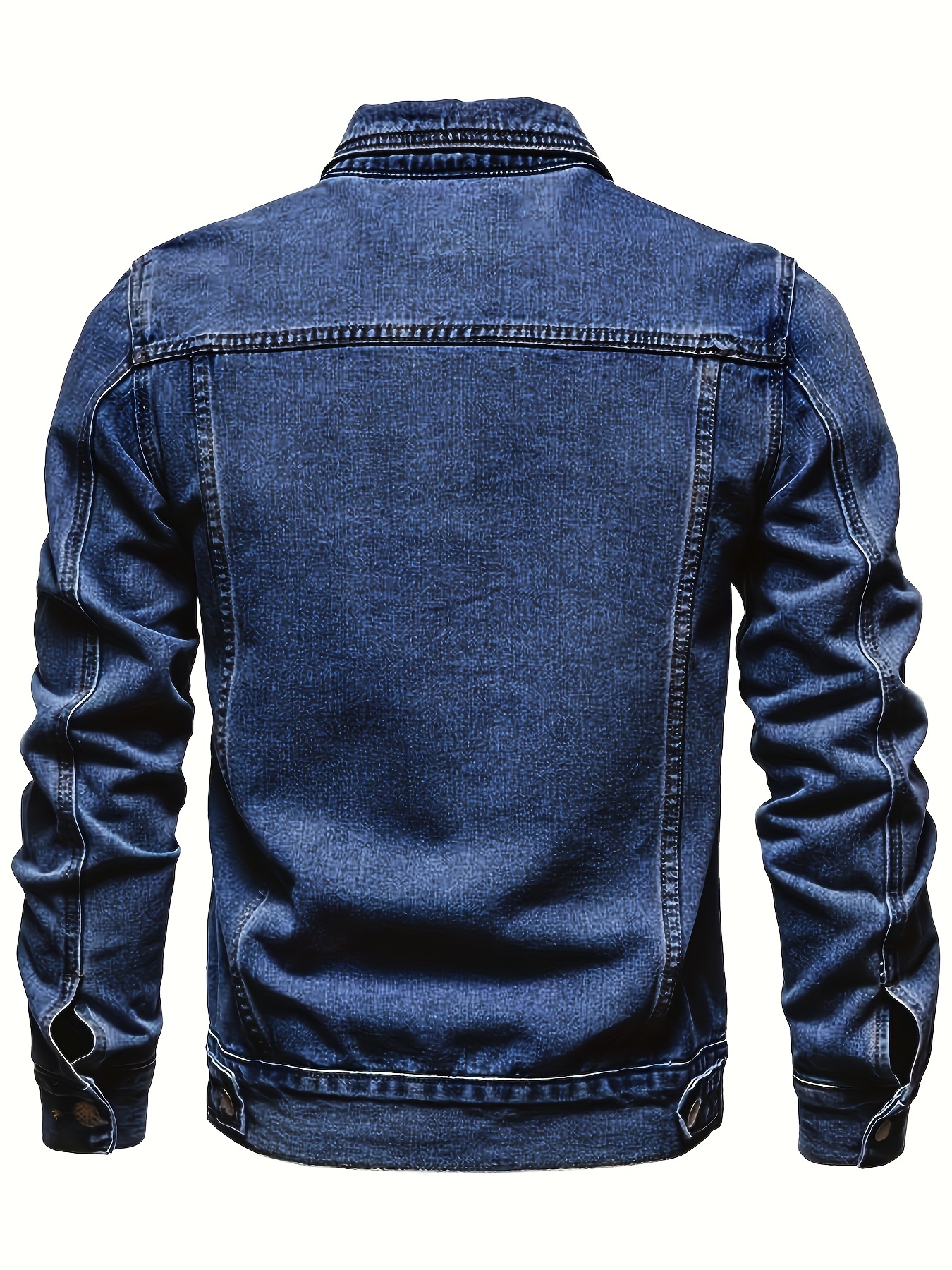 mens retro denim jacket casual street style multi pocket denim jacket details 6