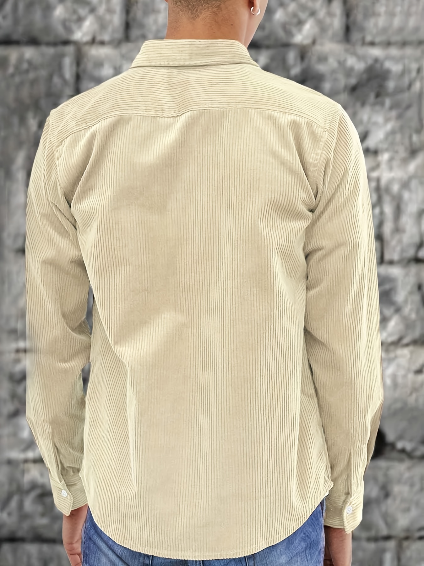 thin material mens casual long sleeve corduroy button long sleeeves shirt jacket with pocket jacket gifts details 35