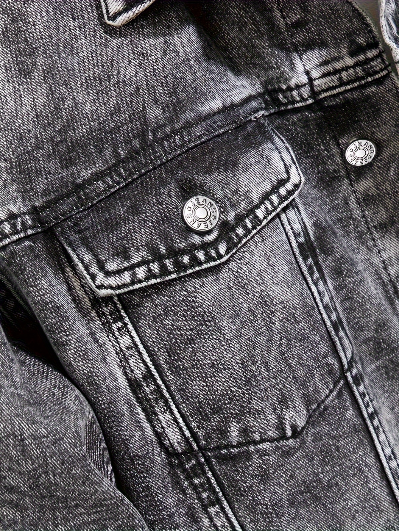 mens street style denim jacket with chest pocket details 3