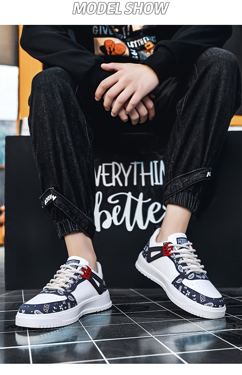 trendy skate shoes s wear resistant non slip lace sneakers details 4