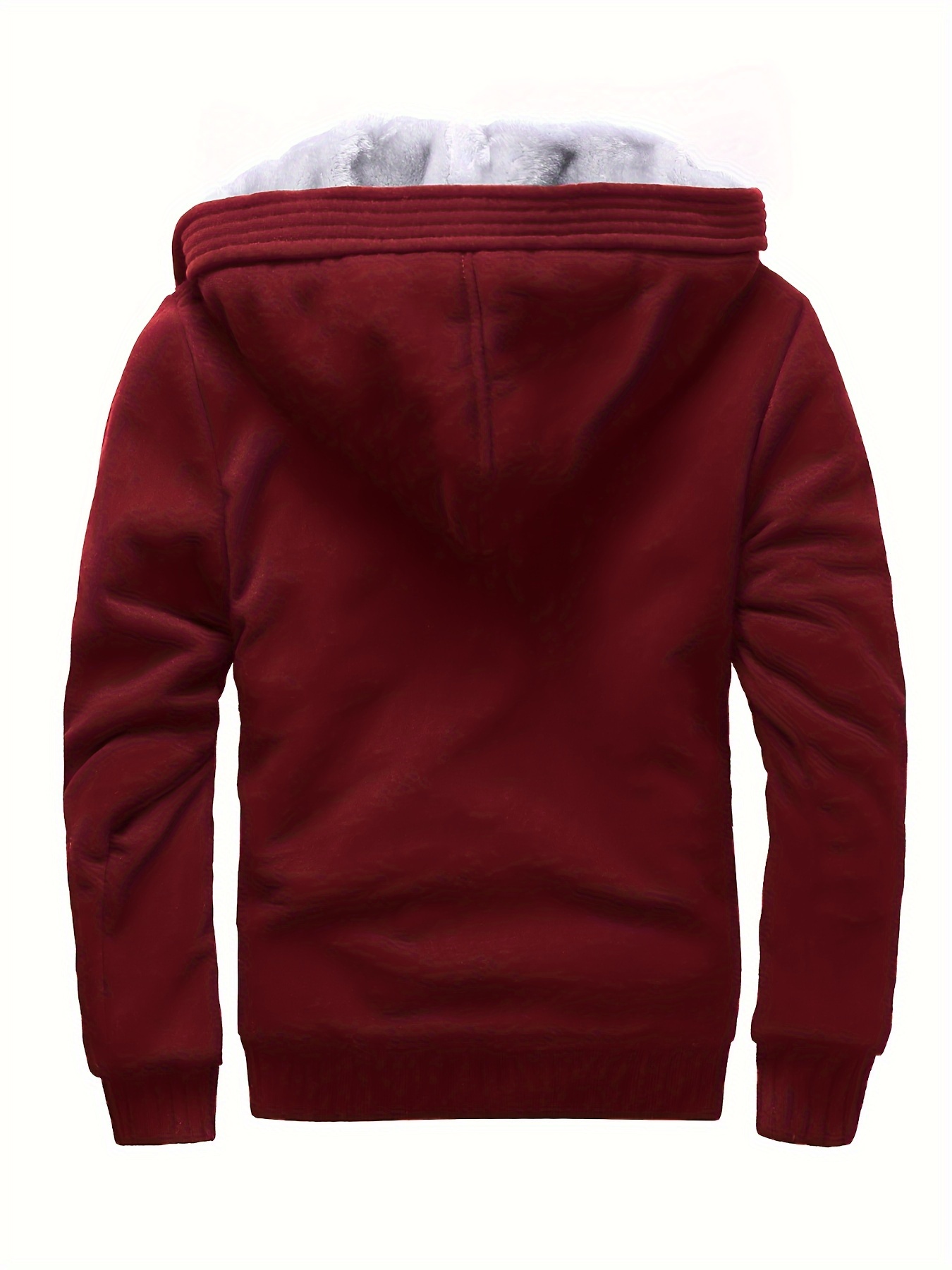 warm fleece hooded jacket mens casual stretch zip up jacket coat for fall details 1