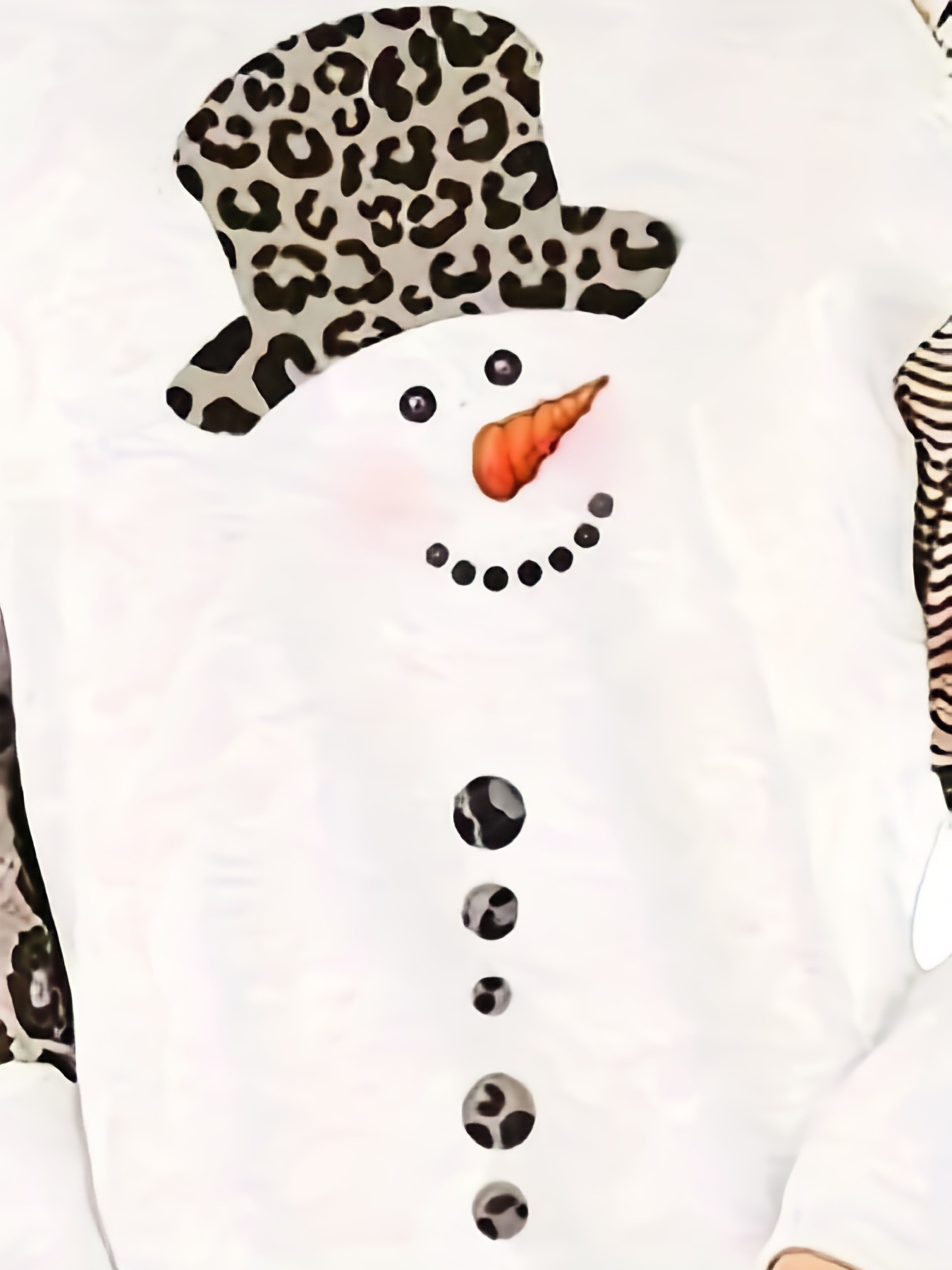 snowman leopard print sweatshirt casual crew neck long sleeve sweatshirt womens clothing details 4