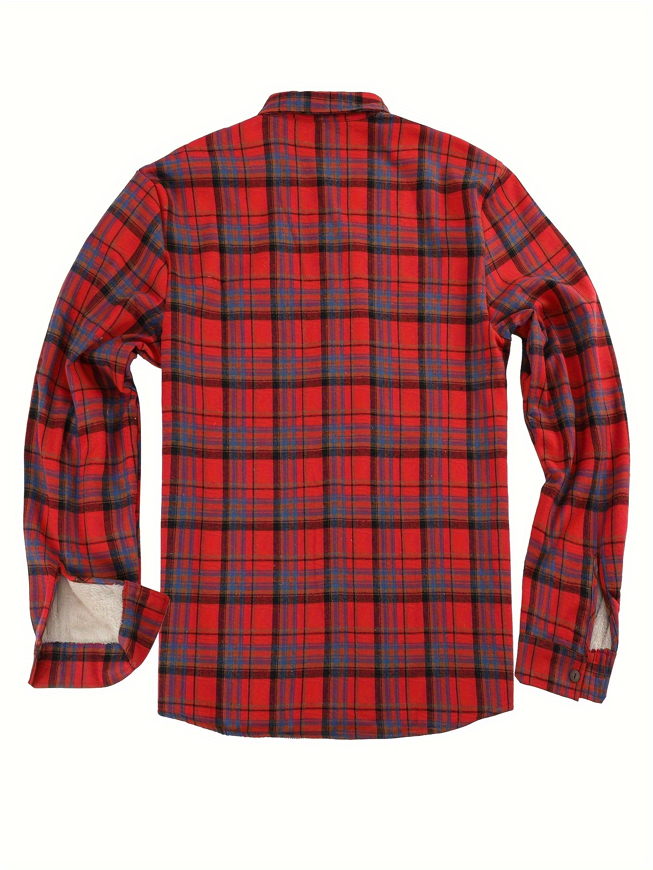 mens warm fleece plaid shirt coat casual retro lapel button up chest pocket jacket for fall winter details 14