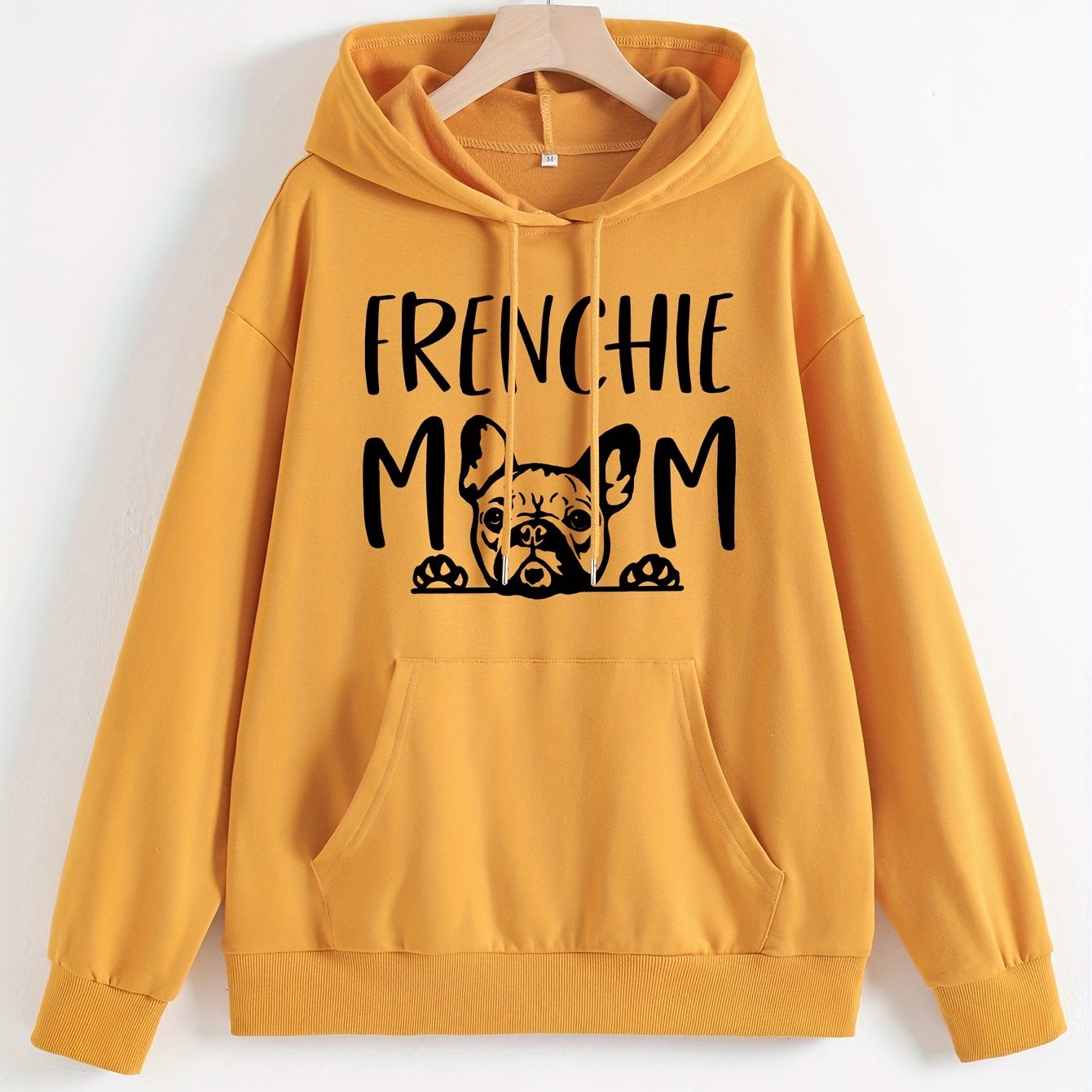 Frenchie Mom Cotton Blend Hoodie – All-Season Casual Long Sleeve Pullover, Stylish & Comfortable Women's Fashion