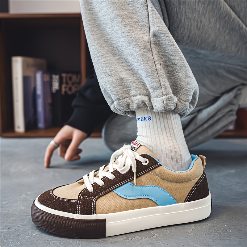 trendy skate shoes men s block color pu leather uppers wear details 7