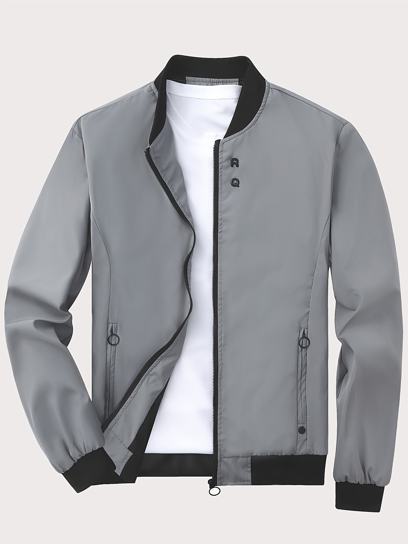 mens casual lightweight jacket with zipper pockets simple bomber jacket details 28