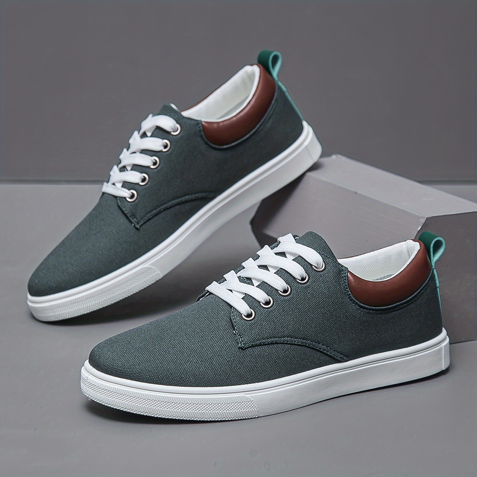 solid skate shoes men s trendy canvas uppers versatile details 9