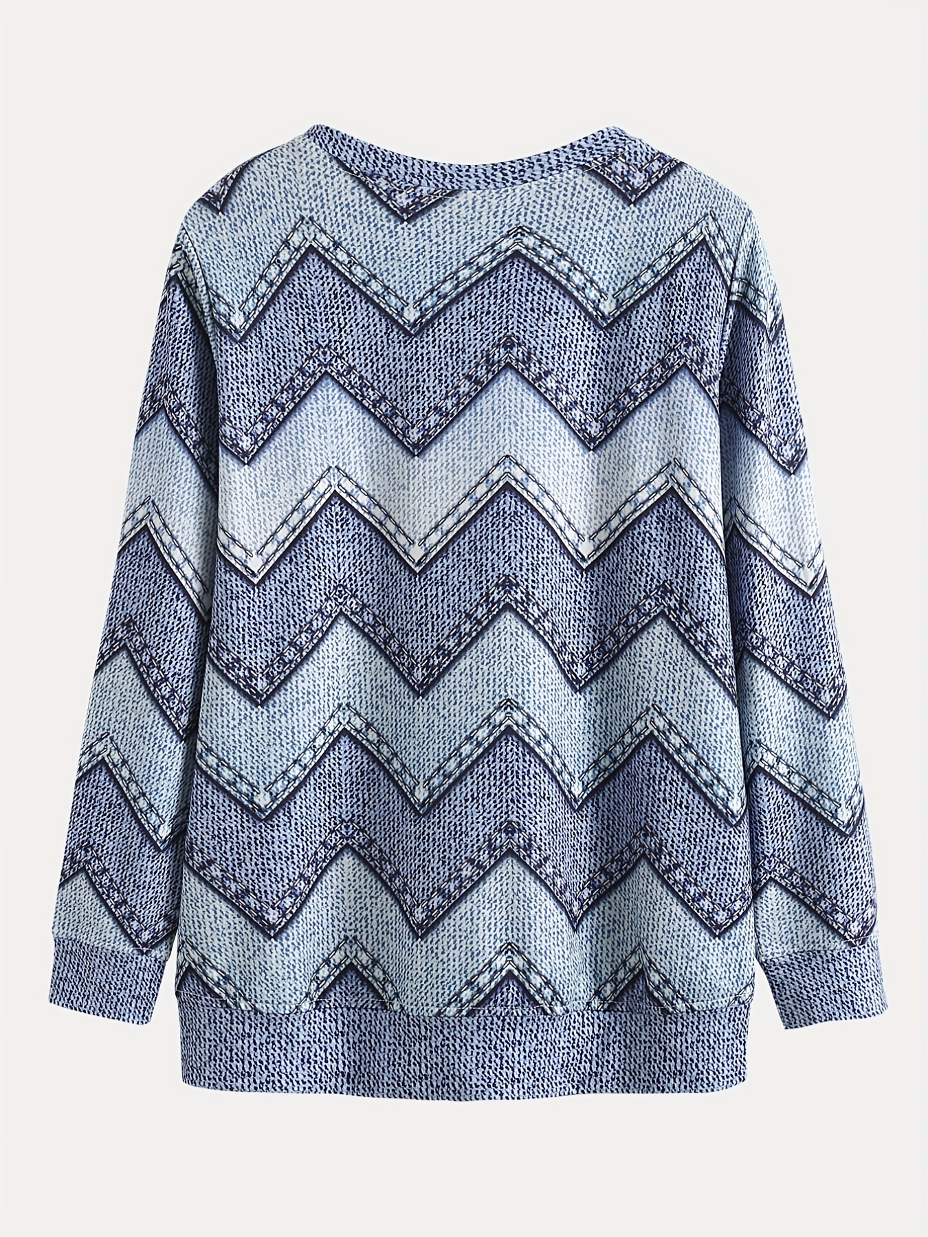 denim print pullover sweatshirt casual long sleeve crew neck sweatshirt for fall winter womens clothing details 31