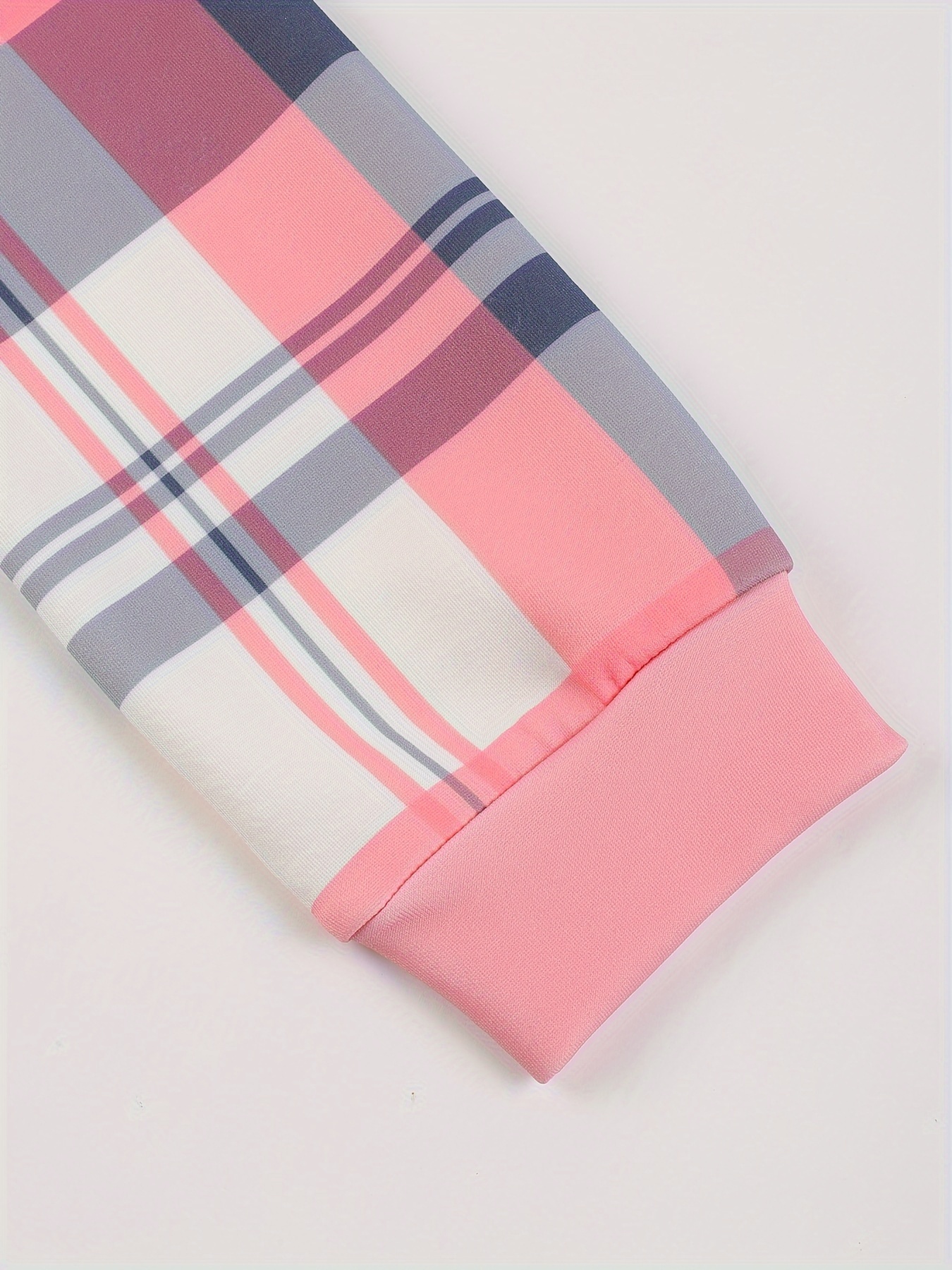 plaid print pullover sweatshirt casual long sleeve zipper front sweatshirt womens clothing details 5