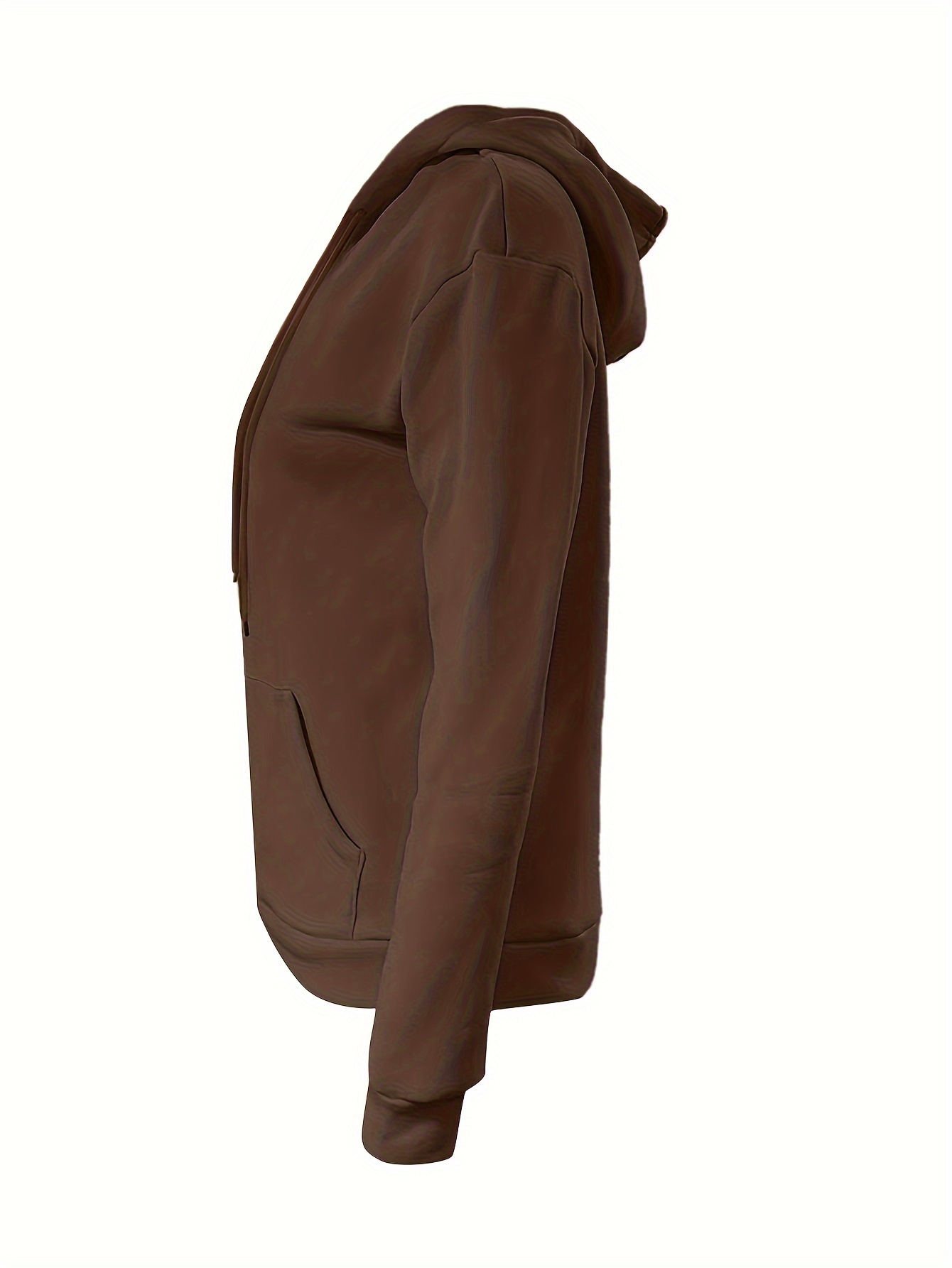 solid kangaroo pocket hoodie without pants casual long sleeve drawstring hoodies sweatshirt womens clothing details 31