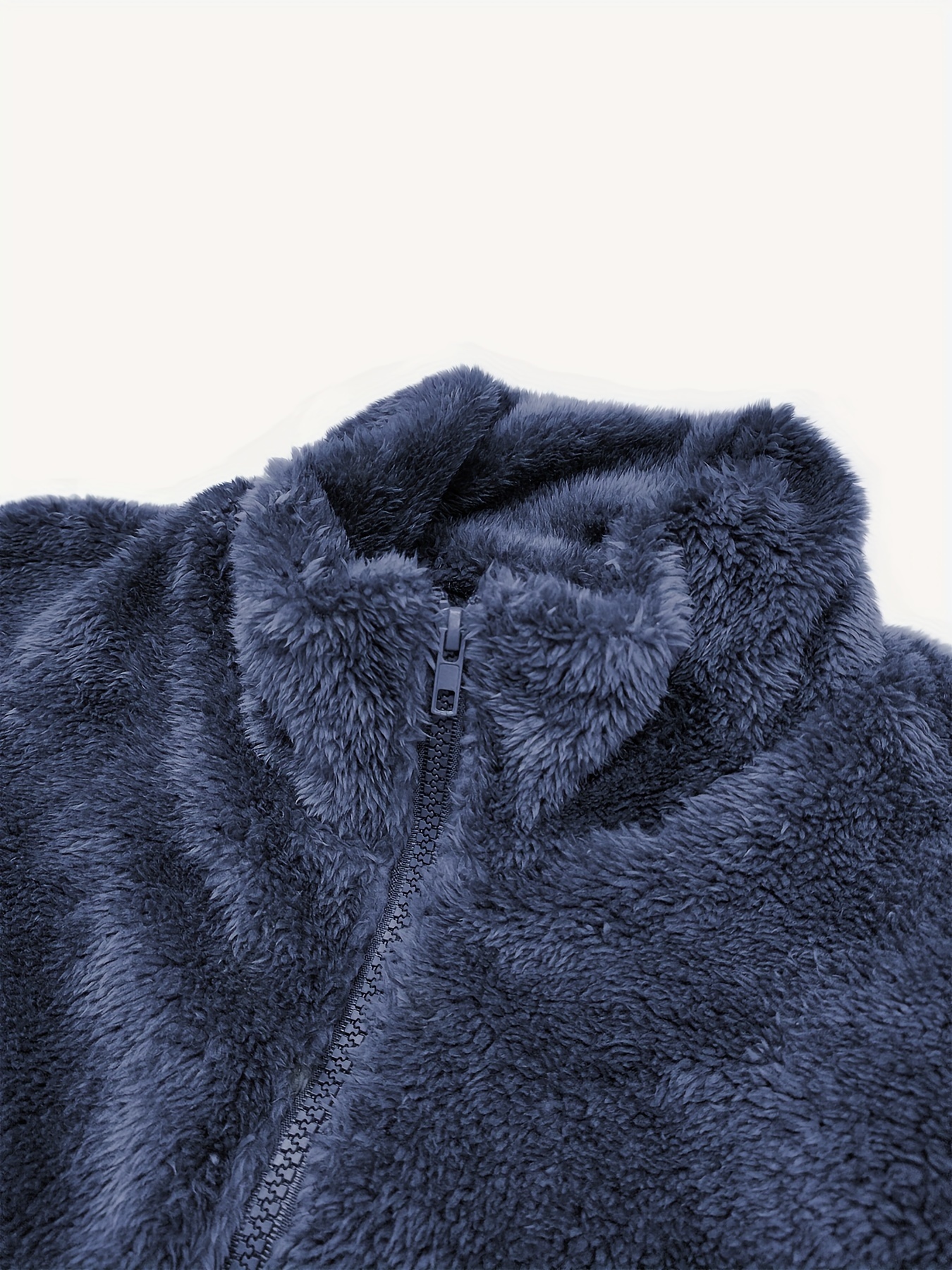 mens polar fleece jacket causal loose fit high neck zip up coat for fall winter details 2