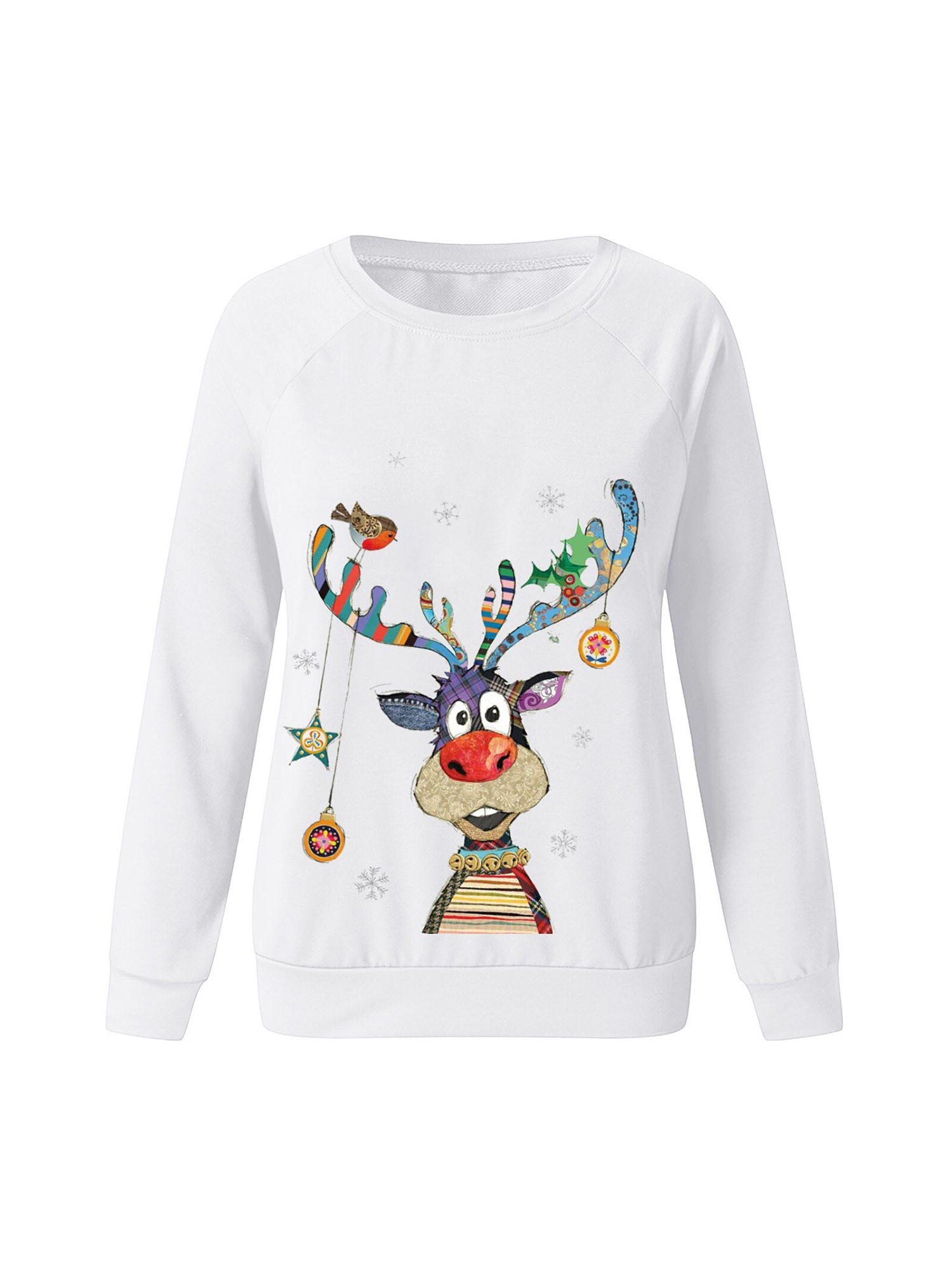 womens sweatshirt casual christmas crew neck printed long sleeve fashion fall loose pullover details 3