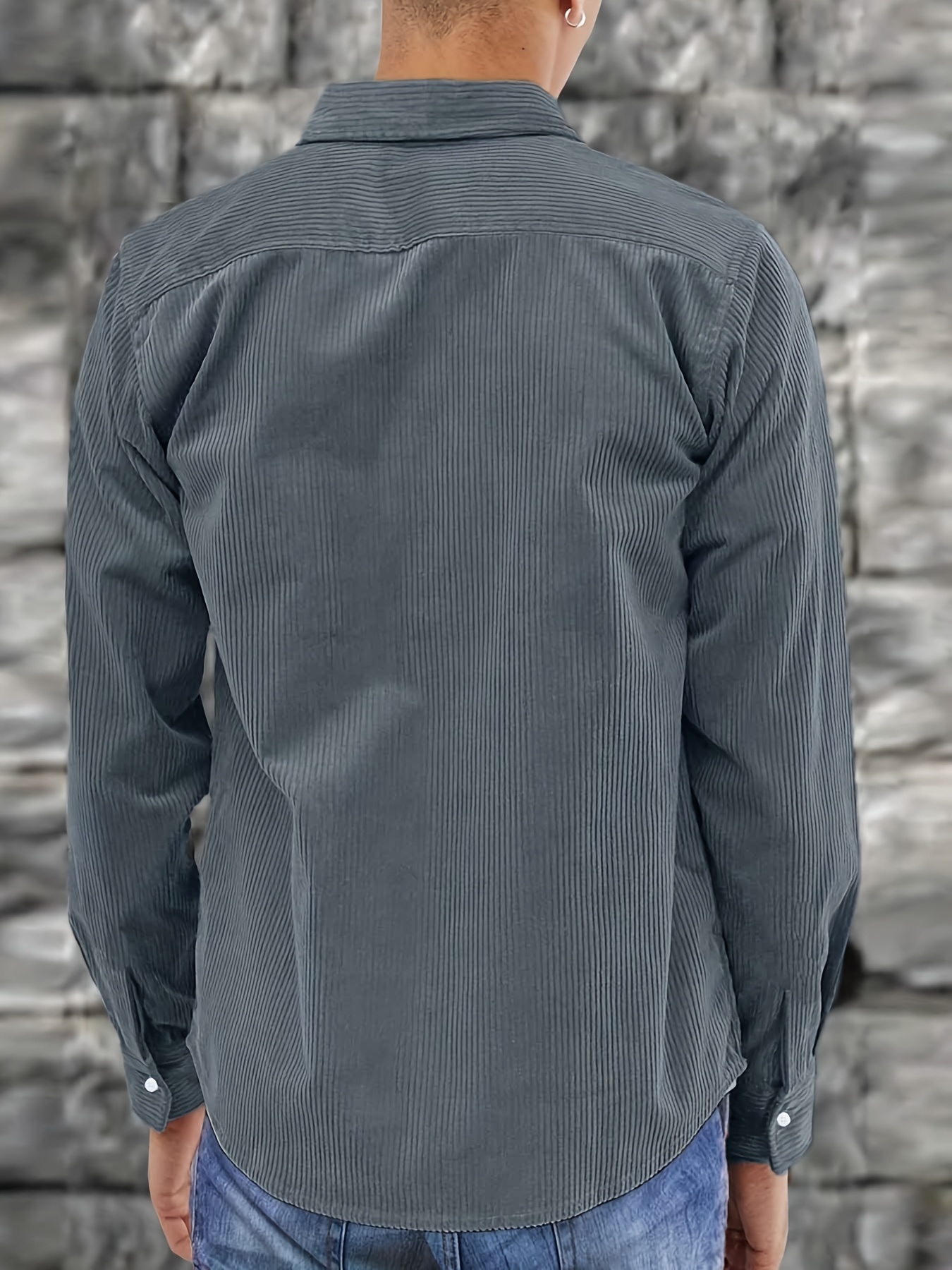 thin material mens casual long sleeve corduroy button long sleeeves shirt jacket with pocket jacket gifts details 19