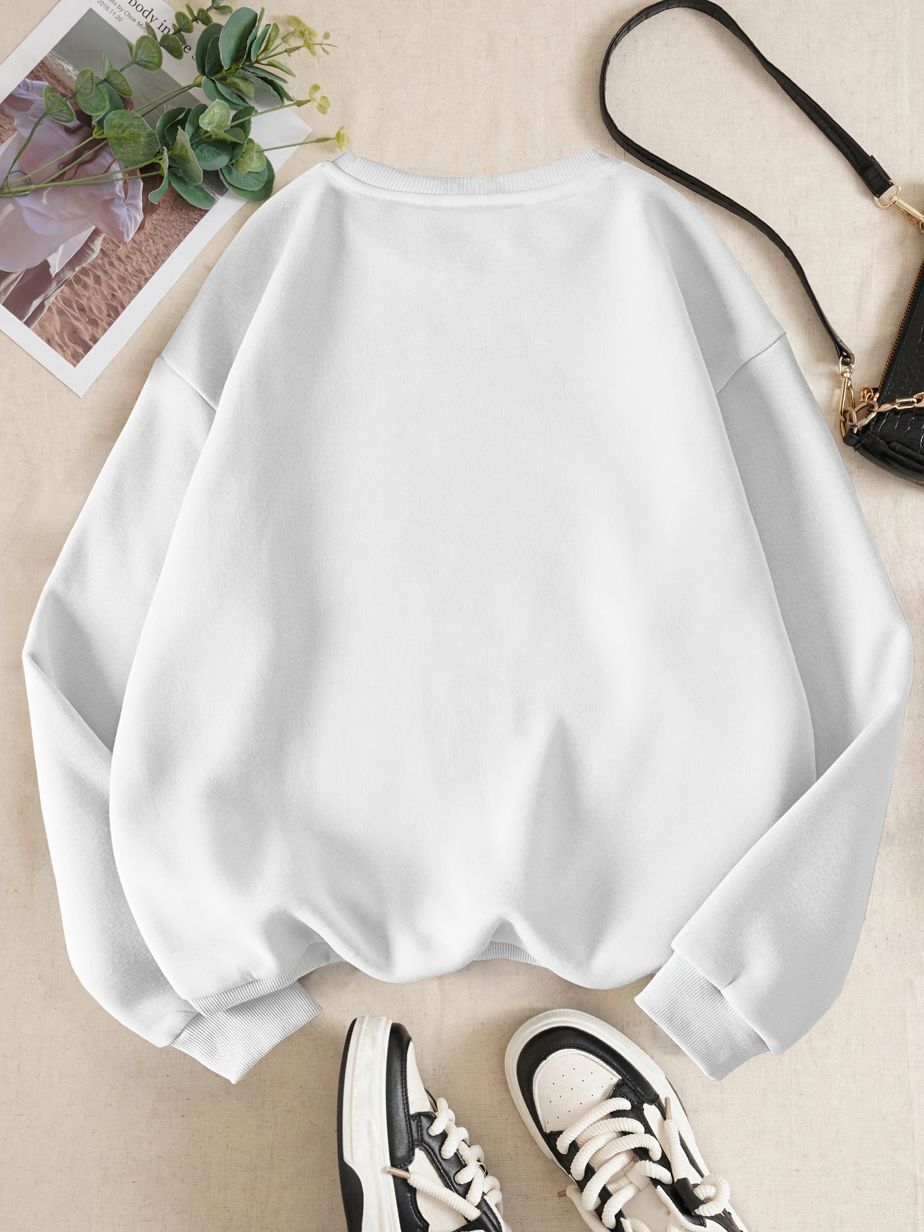 bear letter print loose sweatshirt casual long sleeve crew neck sweatshirt womens clothing details 11