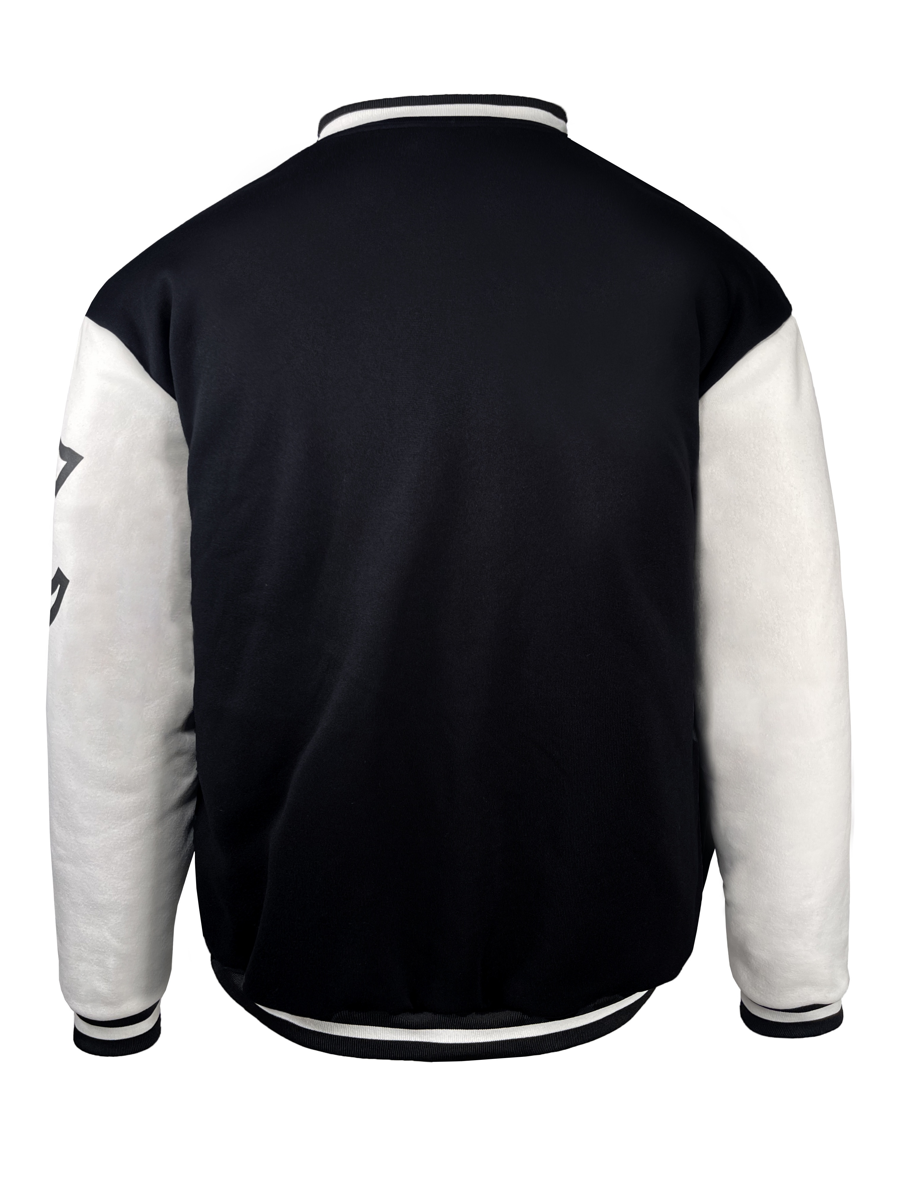 mens casual letter print color block varsity jacket chic baseball collar jacket details 7