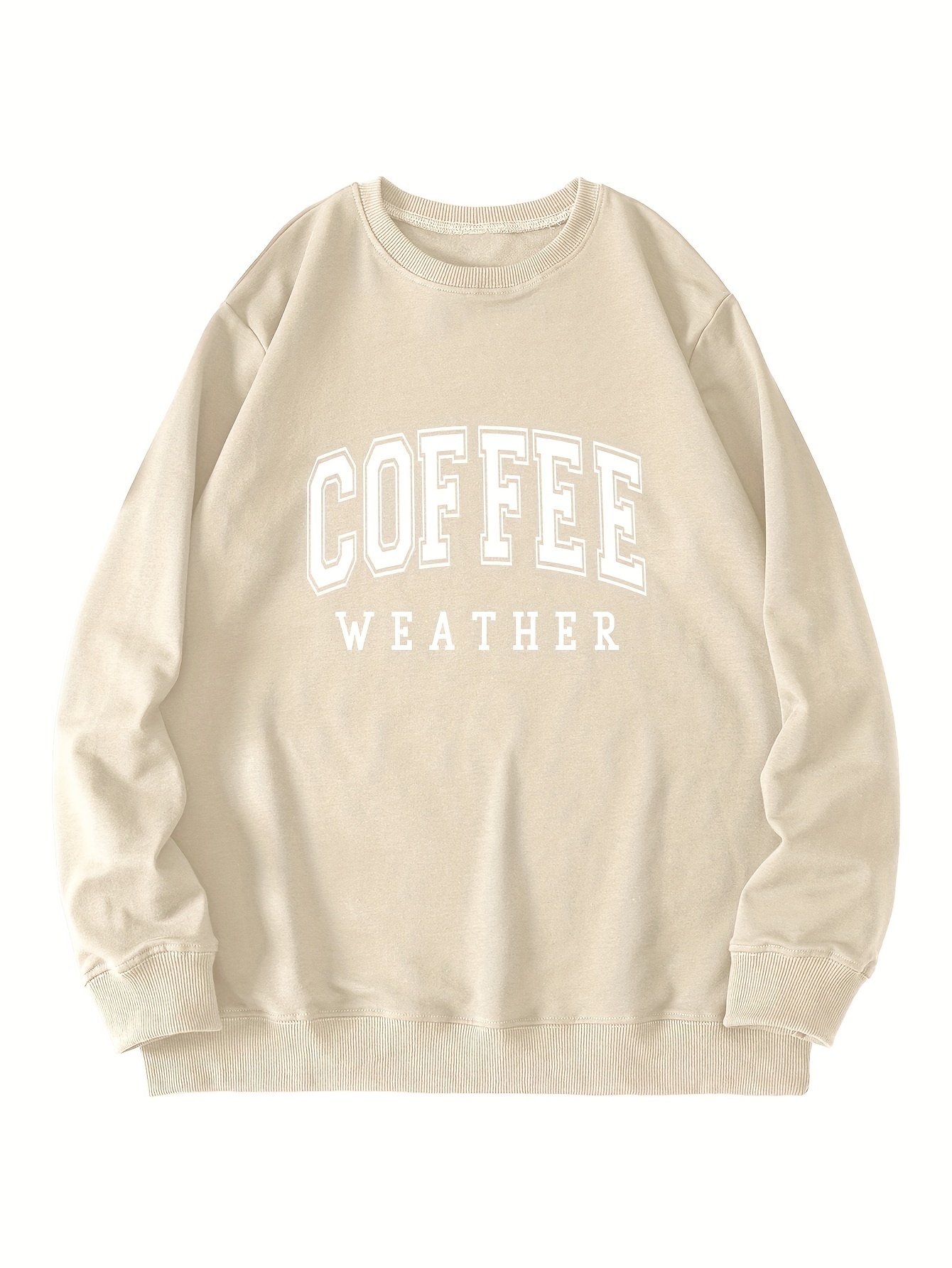 coffee letter print loose sweatshirt casual long sleeve crew neck sweatshirt womens clothing details 12