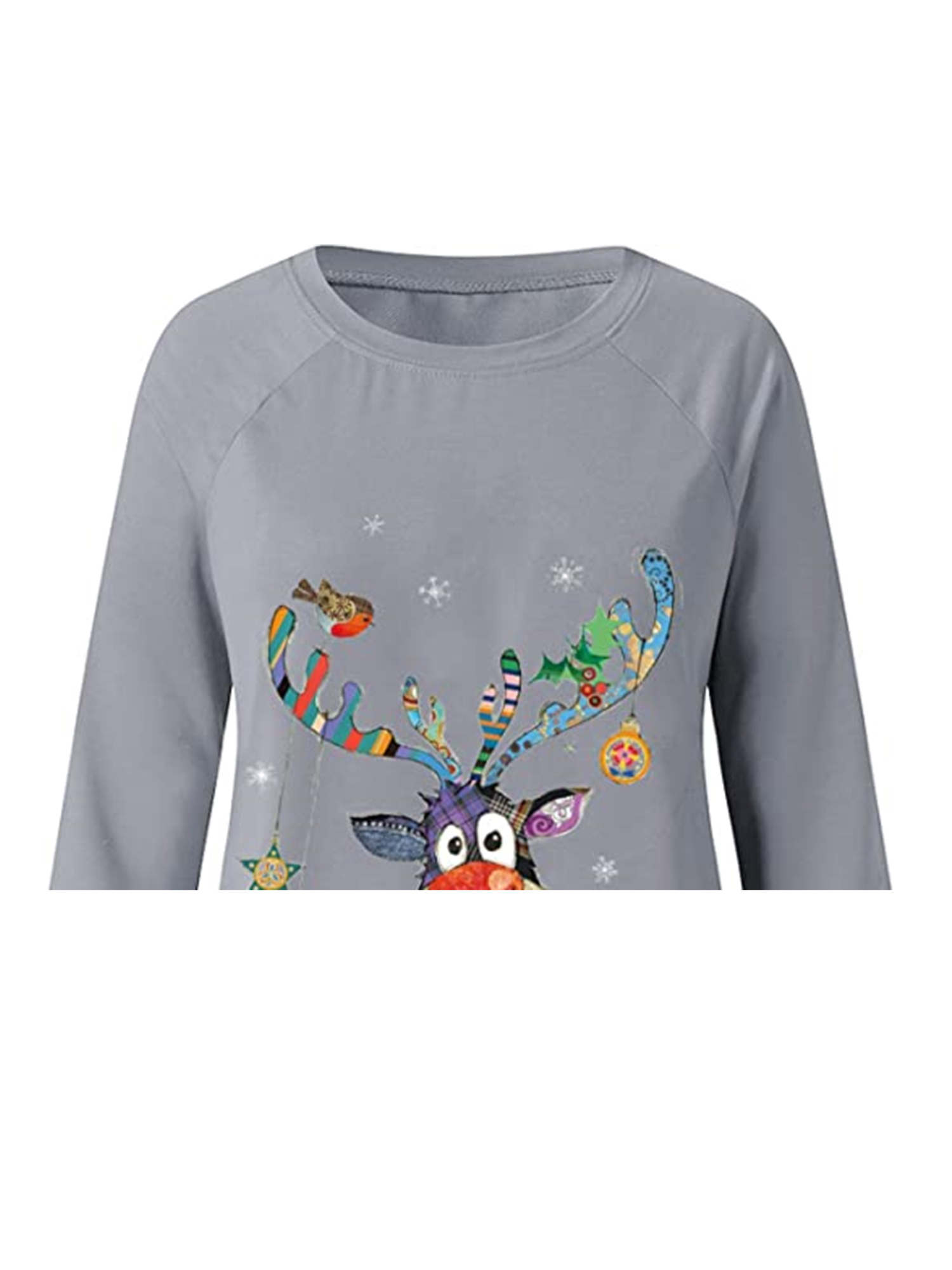 womens sweatshirt casual christmas crew neck printed long sleeve fashion fall loose pullover details 19