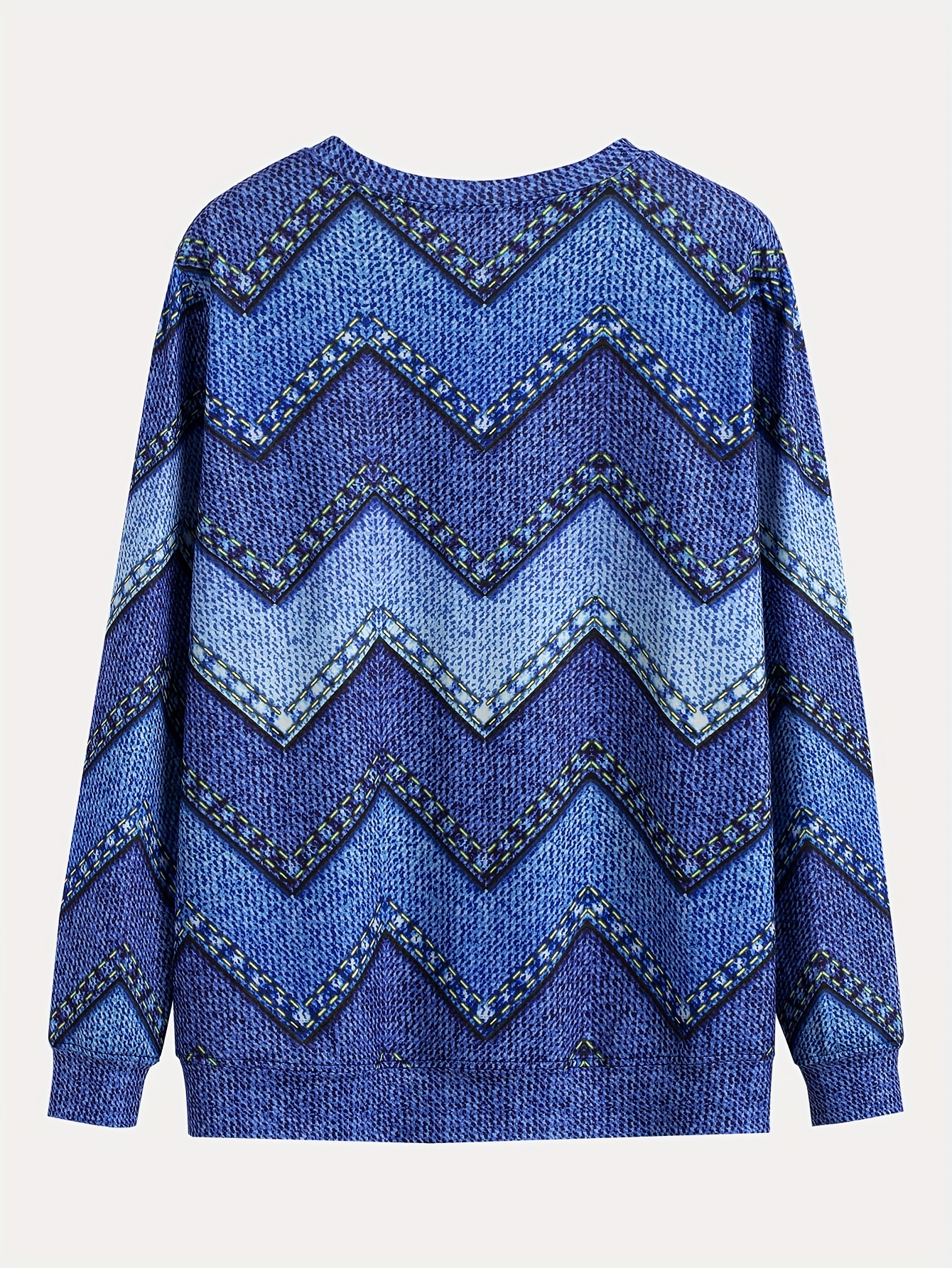 denim print pullover sweatshirt casual long sleeve crew neck sweatshirt for fall winter womens clothing details 17