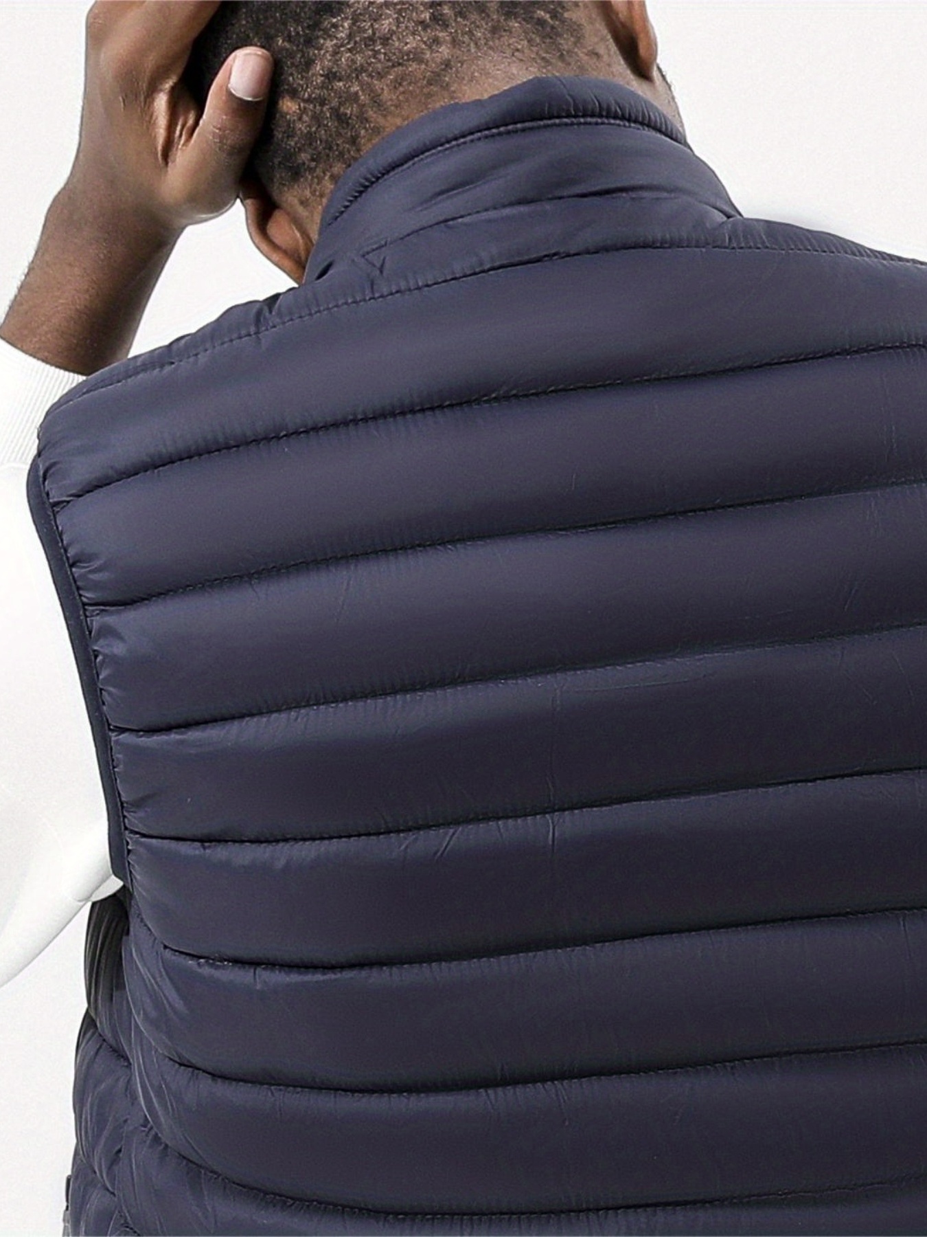warm winter vest mens casual zipper pockets stand collar zip up vest for fall winter details 2