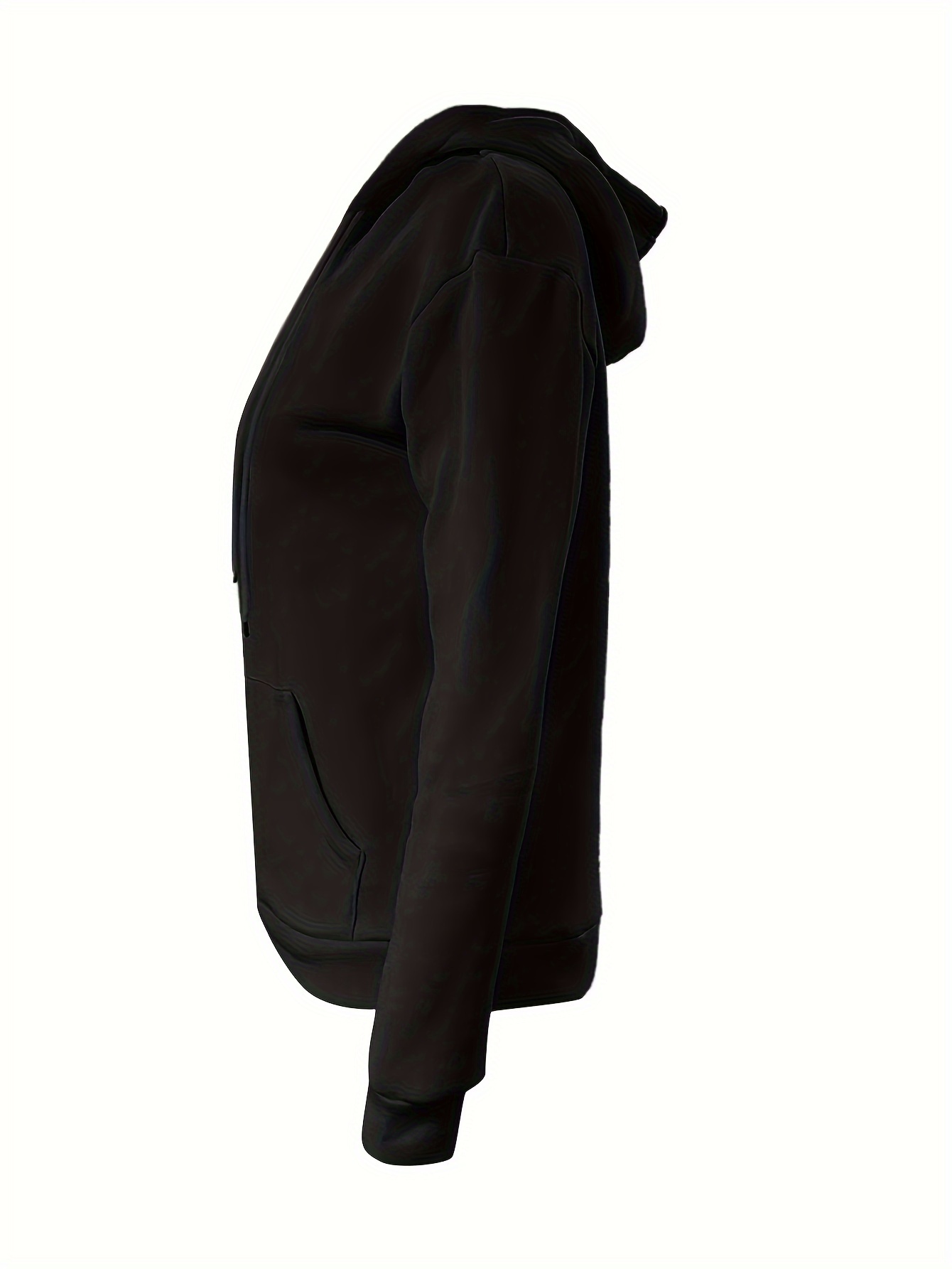 solid kangaroo pocket hoodie without pants casual long sleeve drawstring hoodies sweatshirt womens clothing details 5