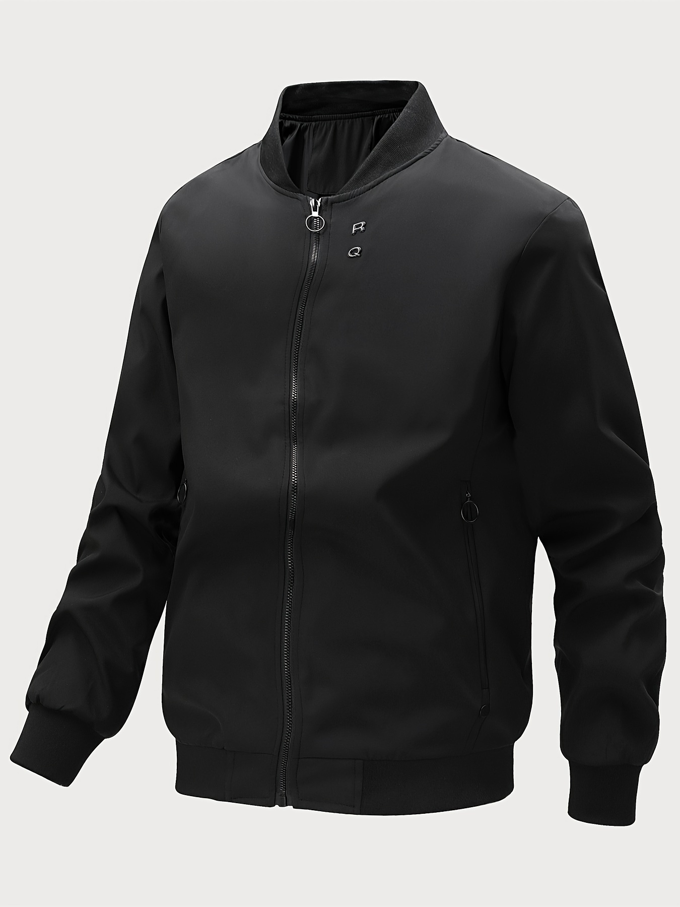 mens casual lightweight jacket with zipper pockets simple bomber jacket details 5