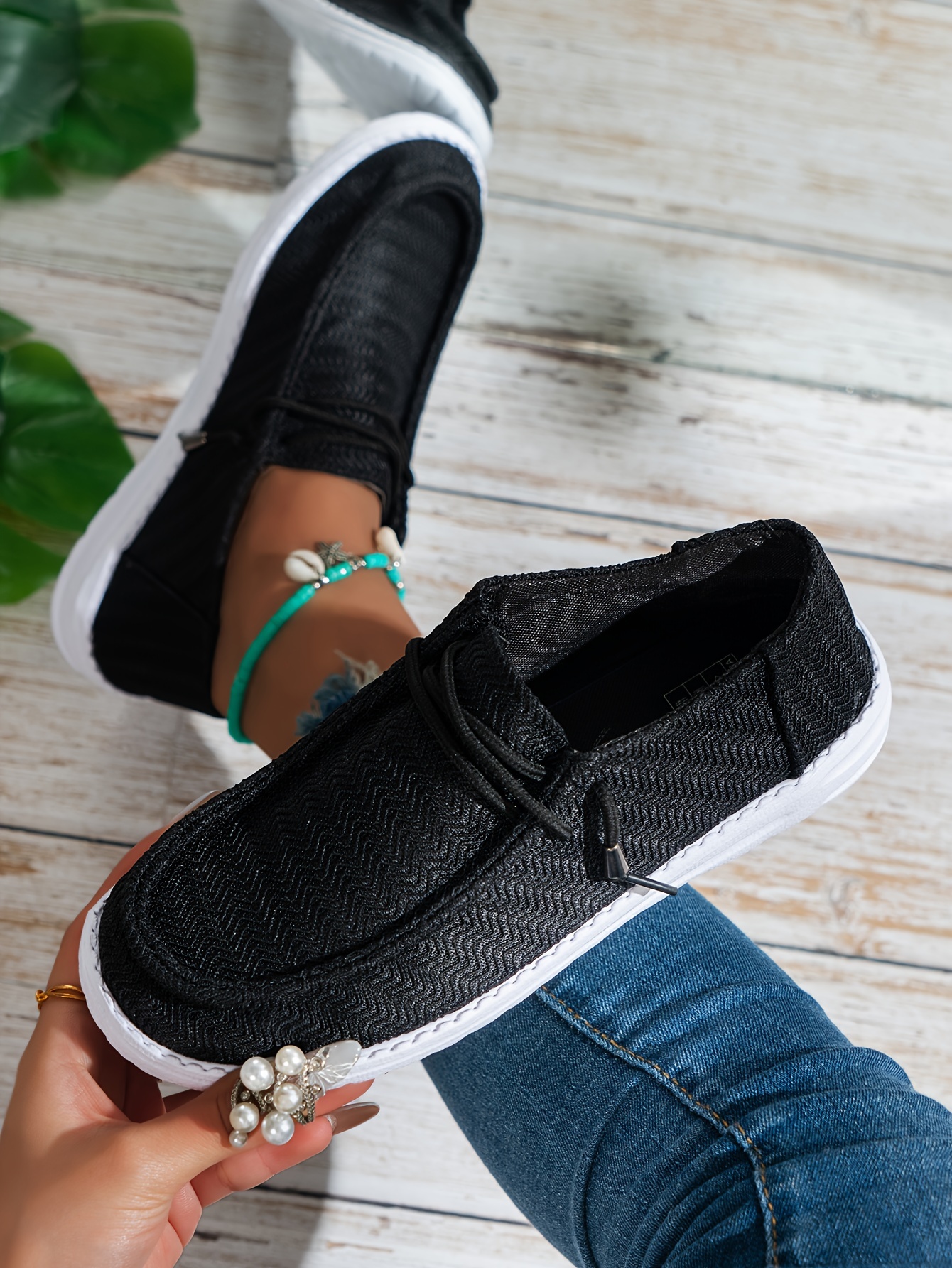 black canvas shoes women s casual breathable slip walking details 2