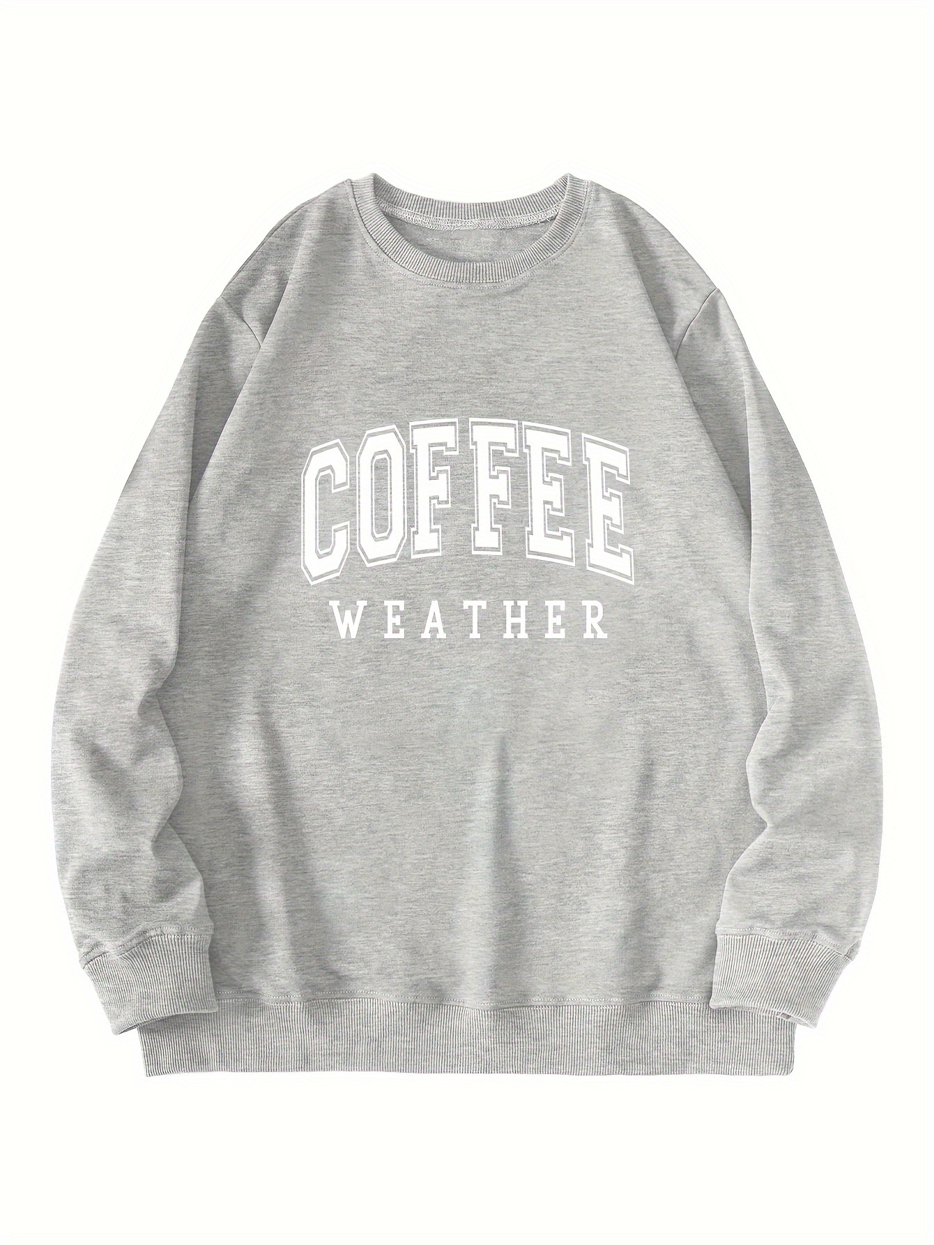 coffee letter print loose sweatshirt casual long sleeve crew neck sweatshirt womens clothing details 32