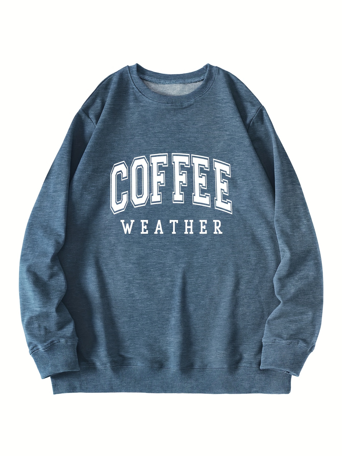 coffee letter print loose sweatshirt casual long sleeve crew neck sweatshirt womens clothing details 2