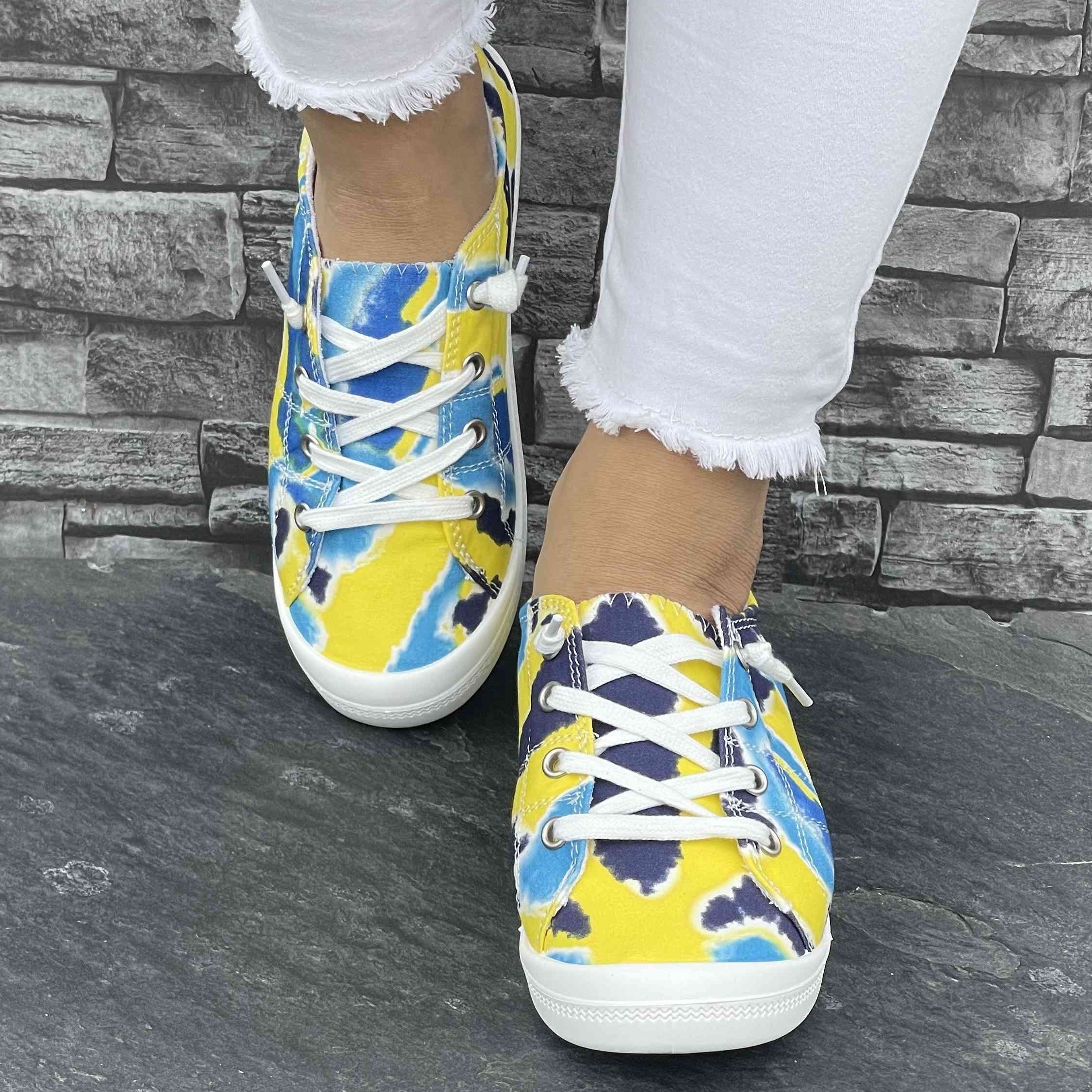 canvas slip sneakers women s tie dye print casual details 3