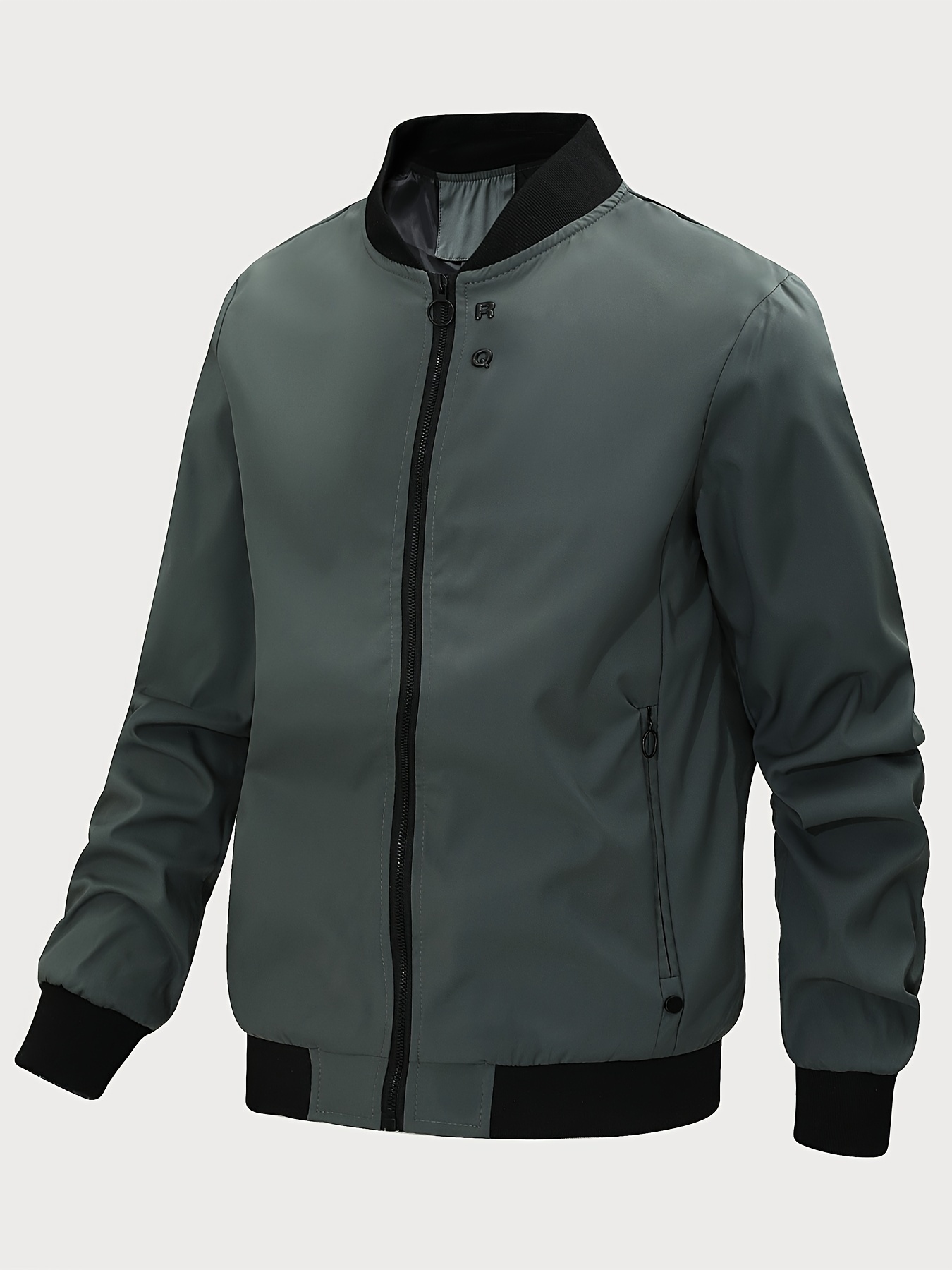 mens casual lightweight jacket with zipper pockets simple bomber jacket details 26