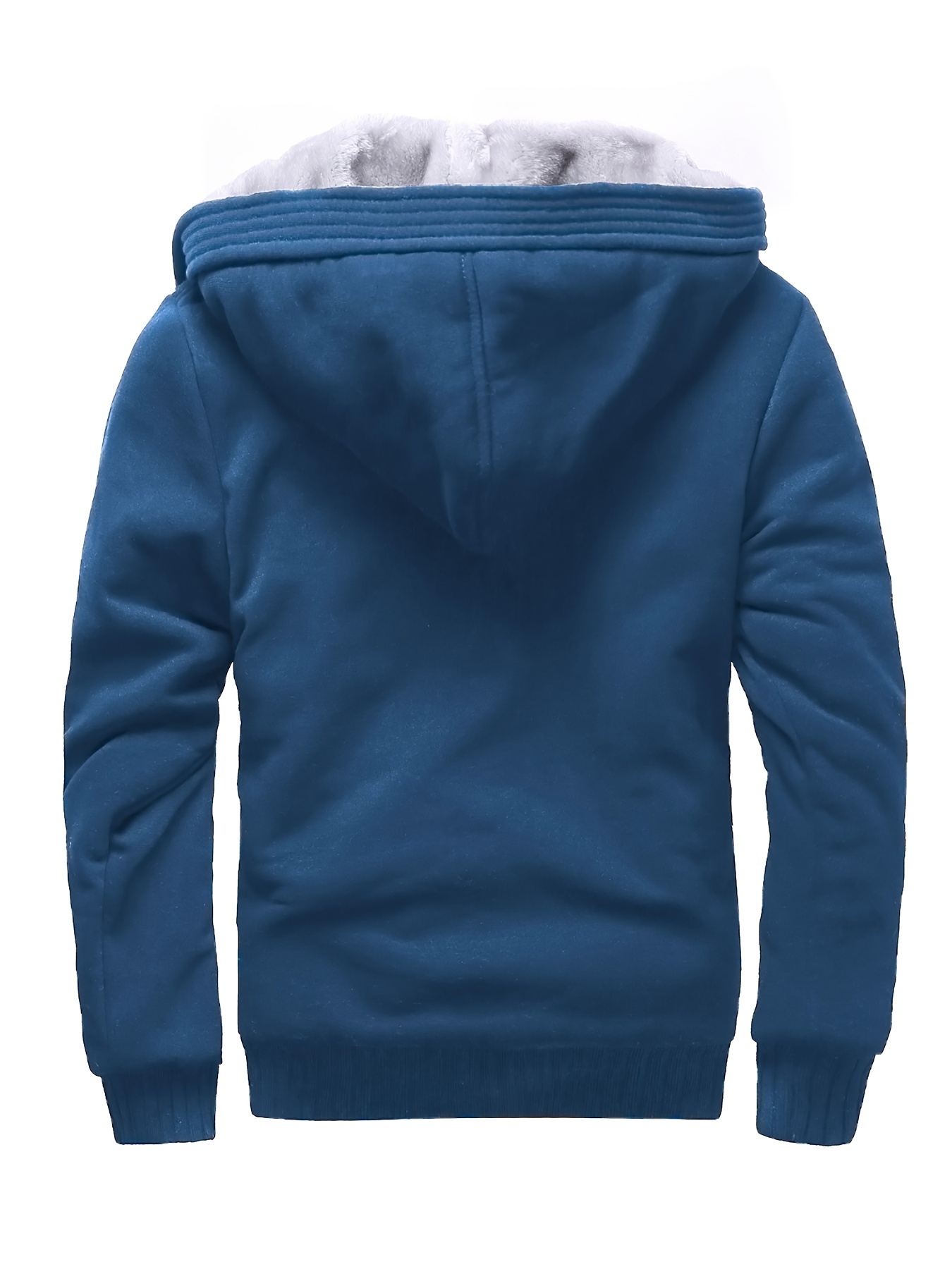 warm fleece hooded jacket mens casual stretch zip up jacket coat for fall details 6