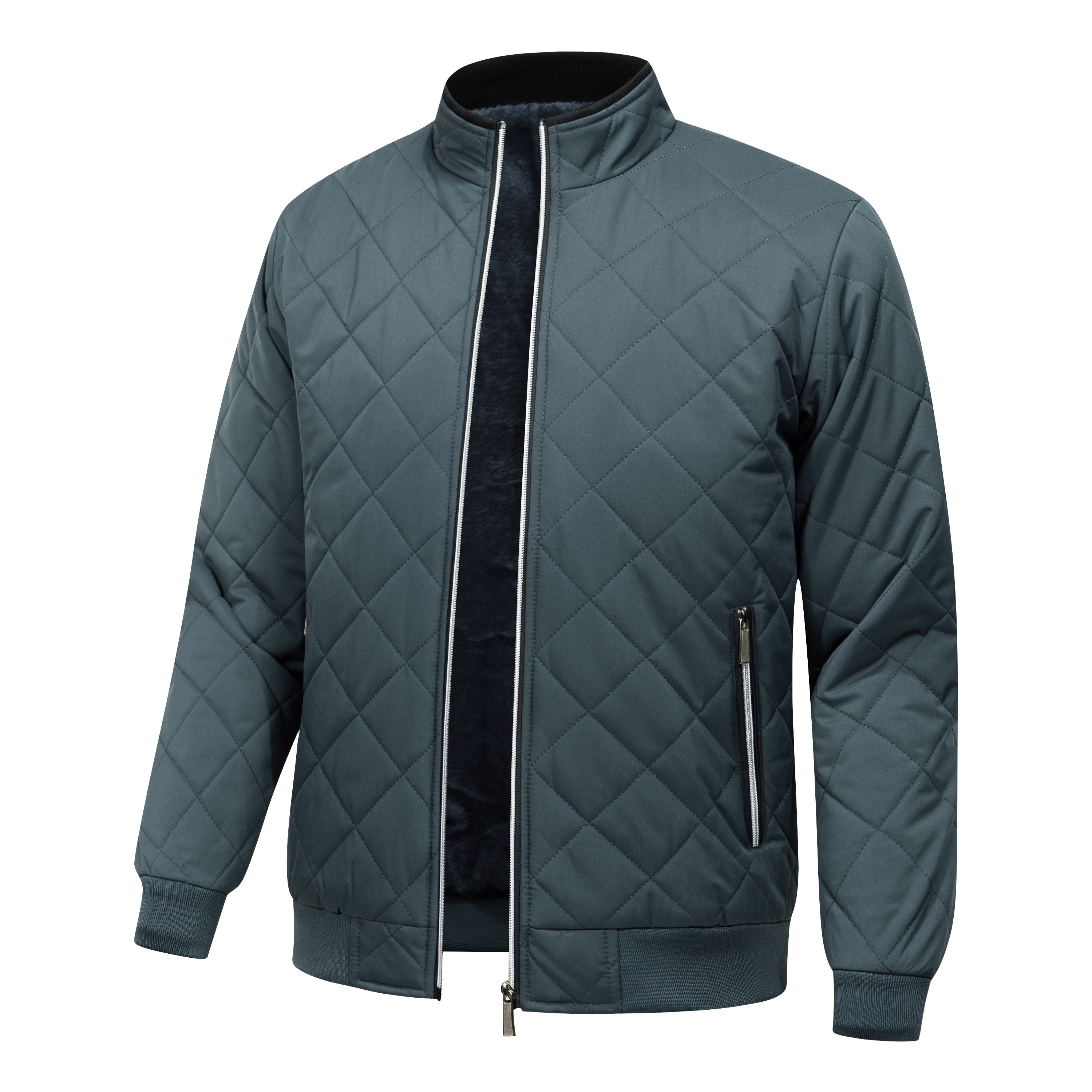 mens warm quilted jacket for fall winter details 3