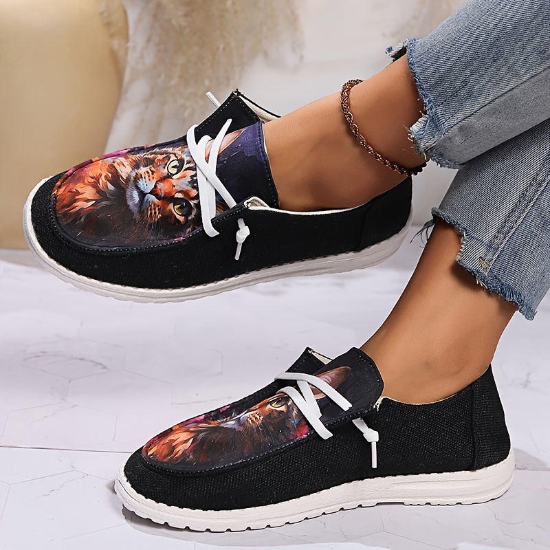 cute cat graphic loafers women s soft soled lightweight flat details 9