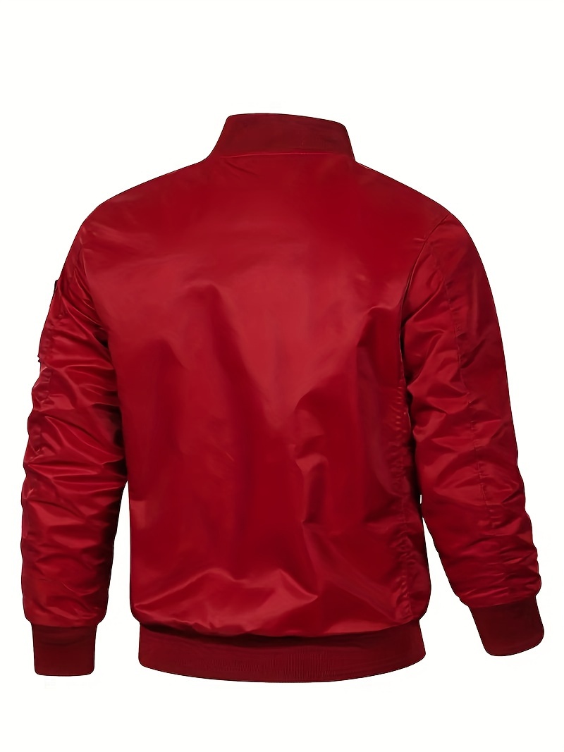 classic bomber jacket mens casual baseball flight jacket coat regular fit college hipster windbreaker for spring autumn details 3